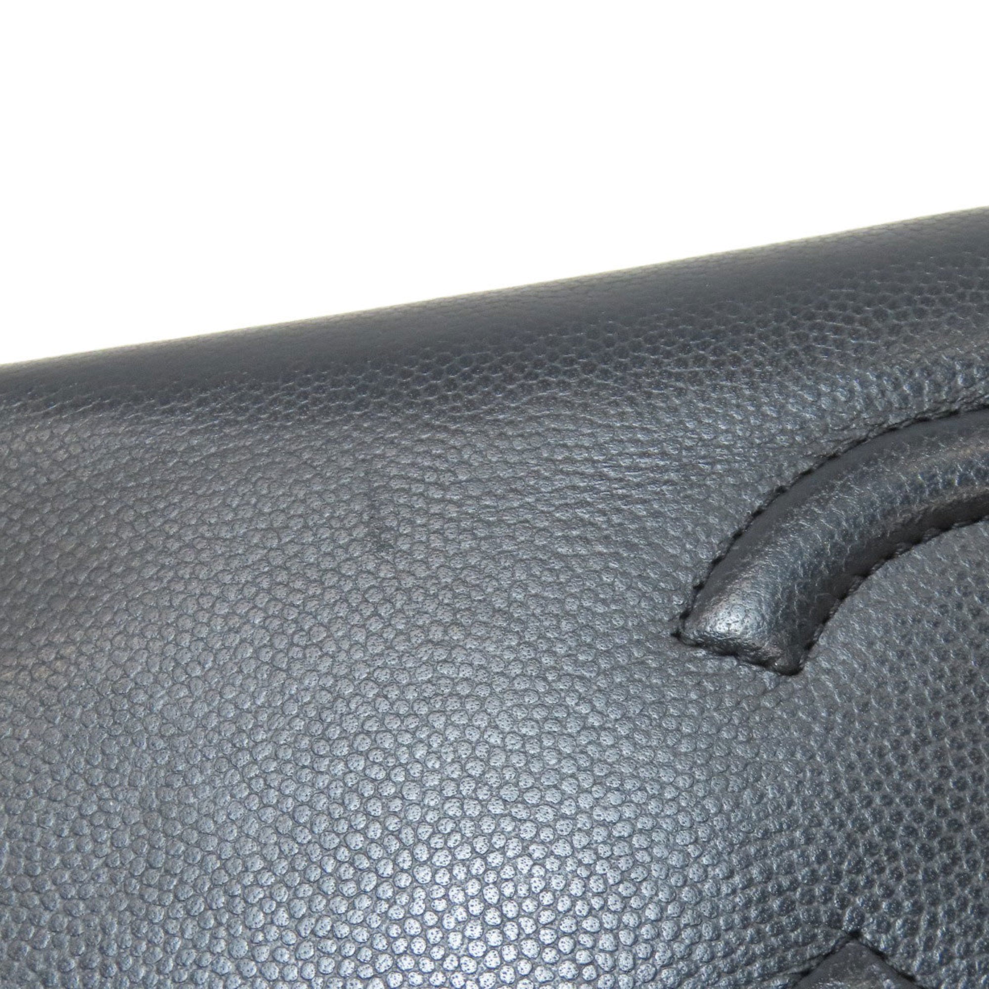 Chanel Black Grained Calfskin Long Wallet (Bi-Fold) (Pre-Owned)