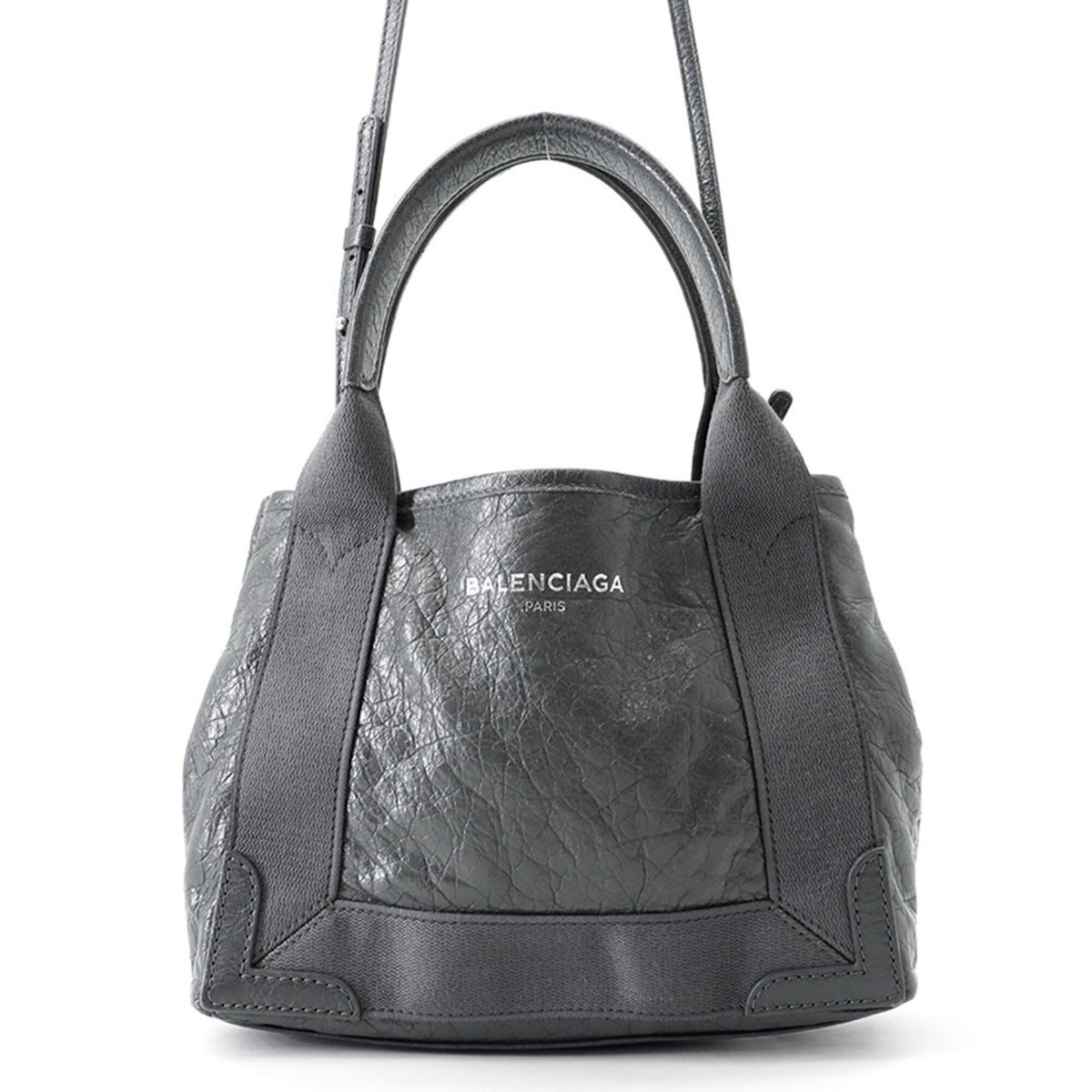 Balenciaga Gray Leather Canvas Handbag (Pre-Owned)
