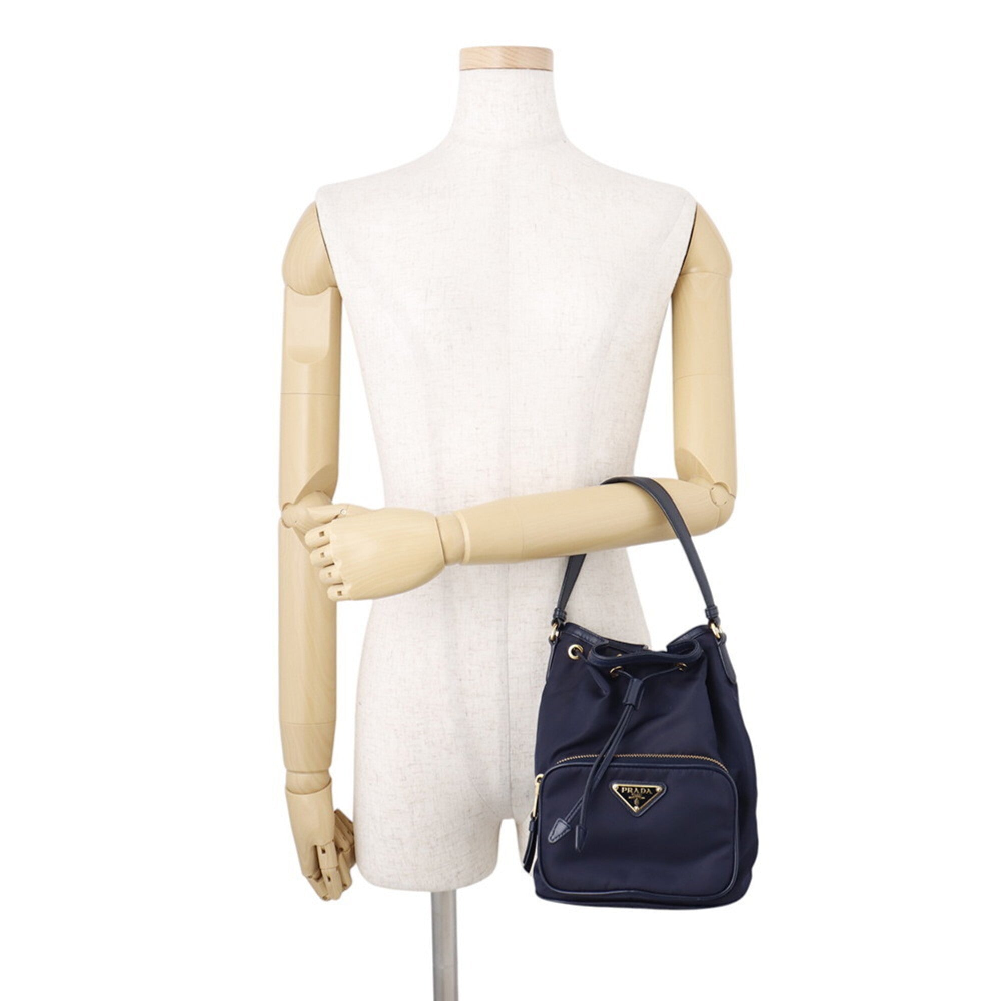 Prada Navy Nylon Leather Handbag (Pre-Owned)