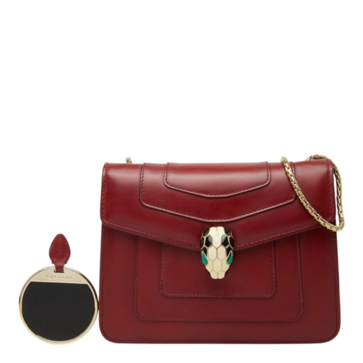Bvlgari Red Color Wine Leather Shoulder Bag (Pre-Owned)