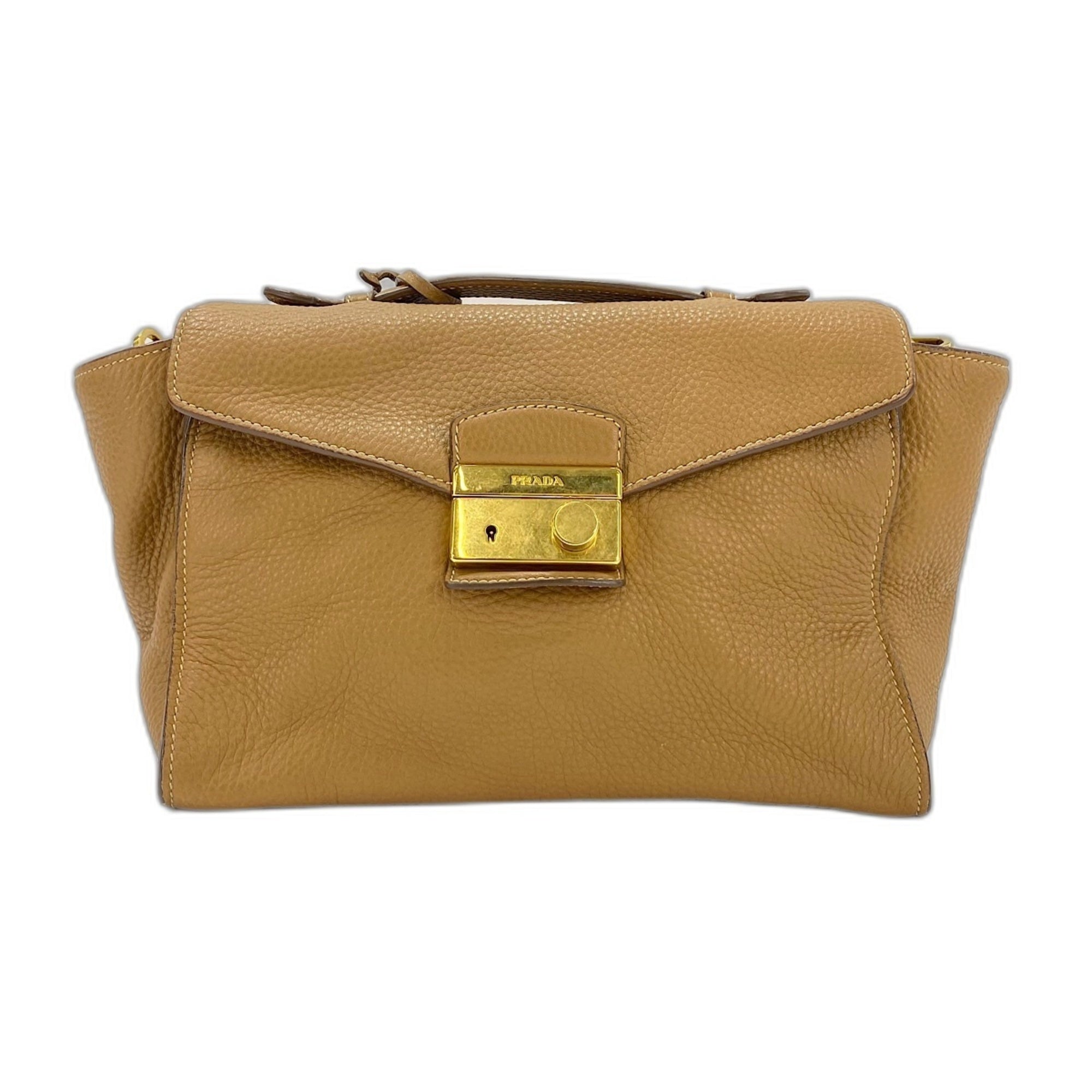 Prada Brown Leather Shoulder Bag (Pre-Owned)