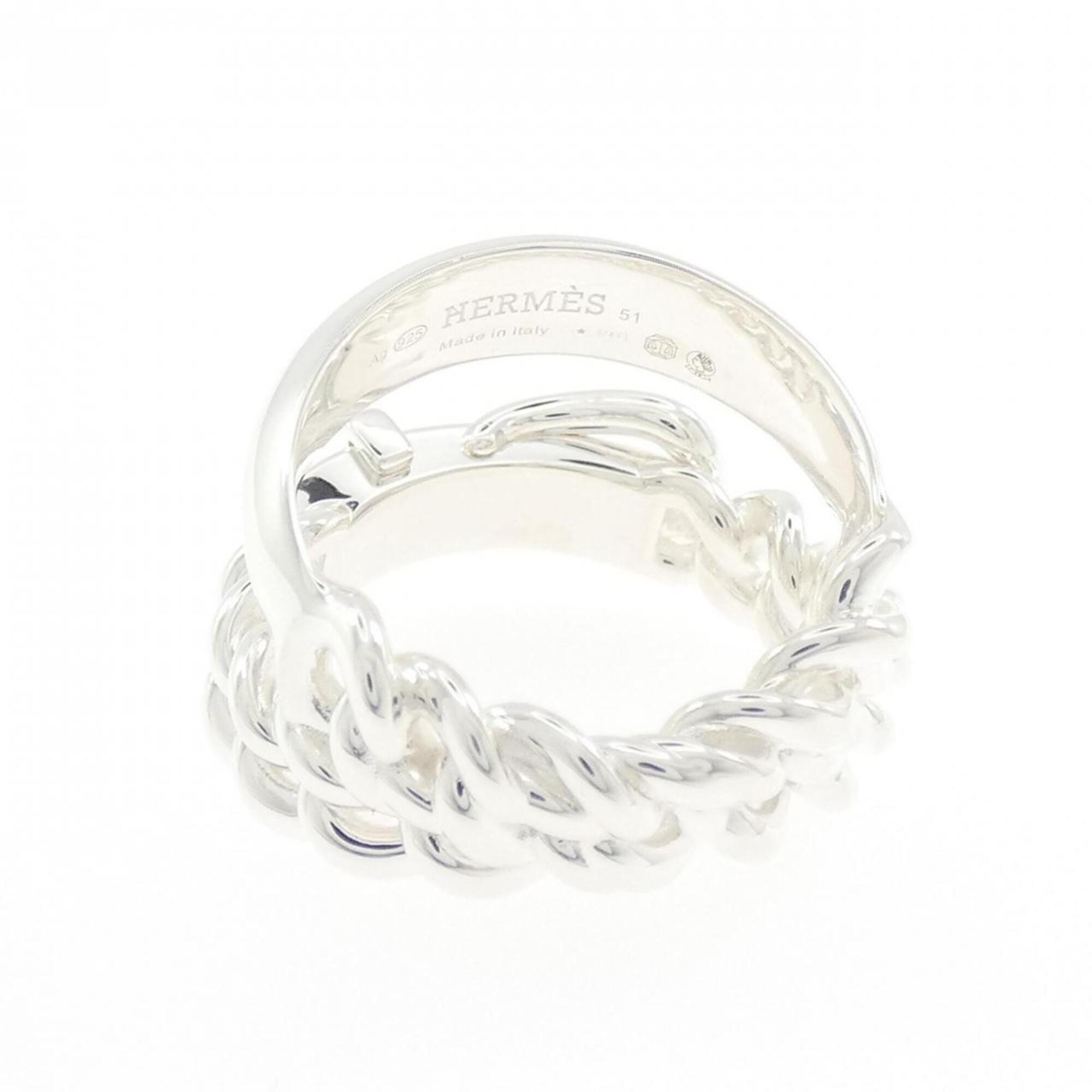 Hermes Silver Silver 925 Band Ring (Pre-Owned)