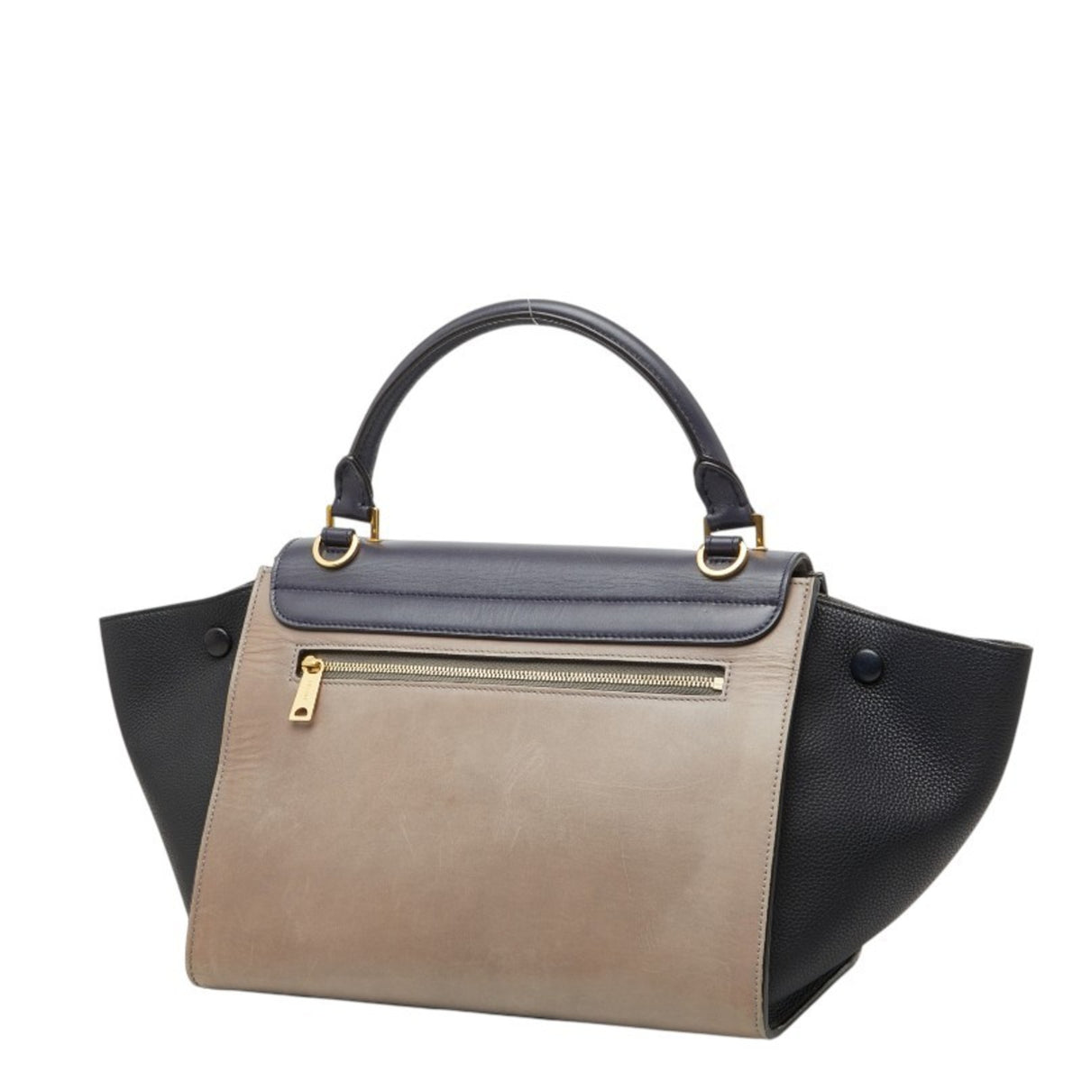 Celine Beige Black Gray Leather Handbag Shoulder Bag (Pre-Owned)
