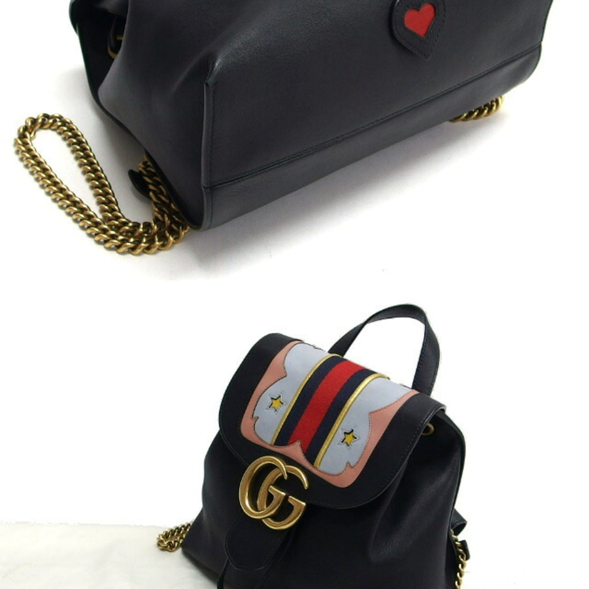 Gucci Black Multi-Color Leather Backpack (Pre-Owned)