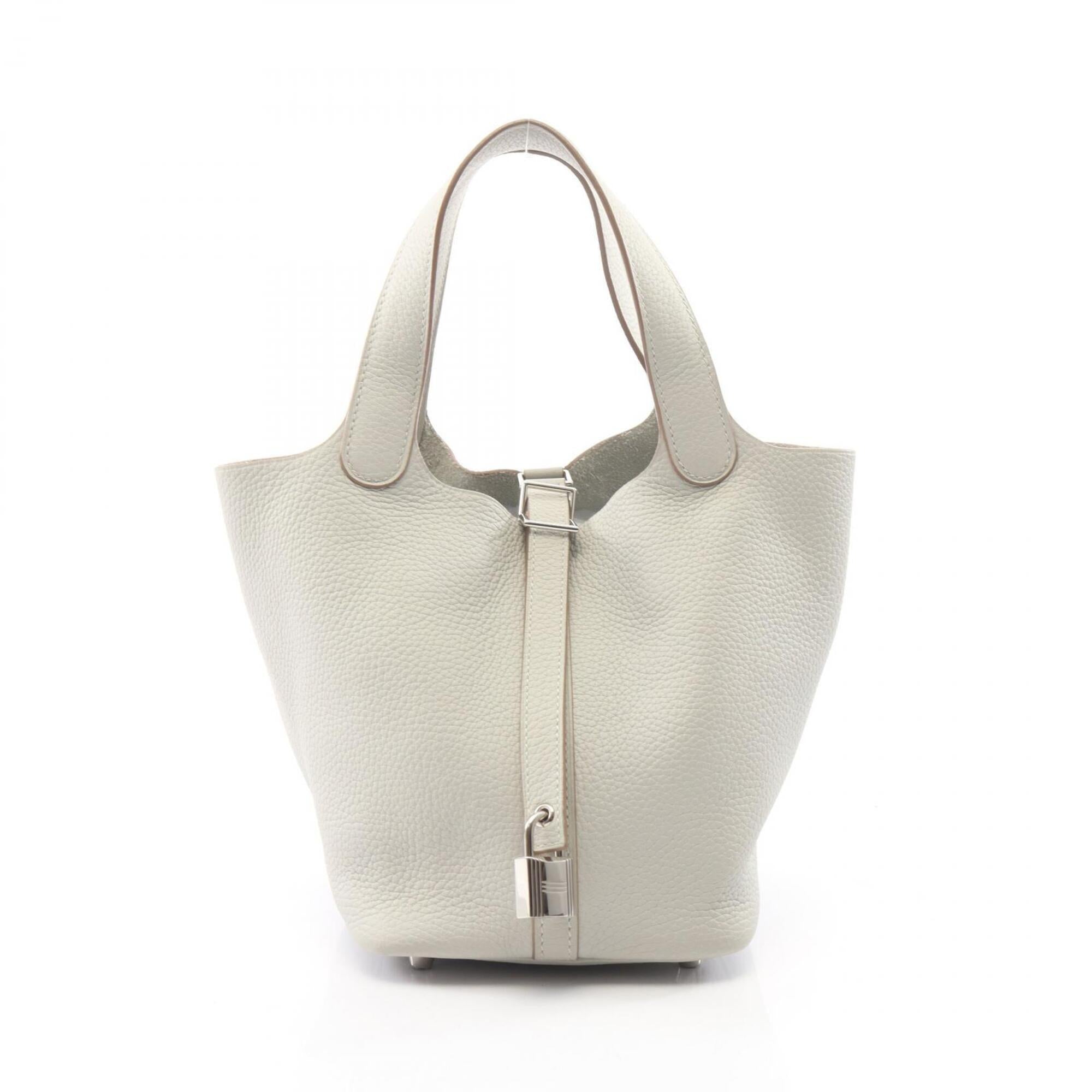 Hermes Gray Taurillon Clemence Leather Handbag (Pre-Owned)