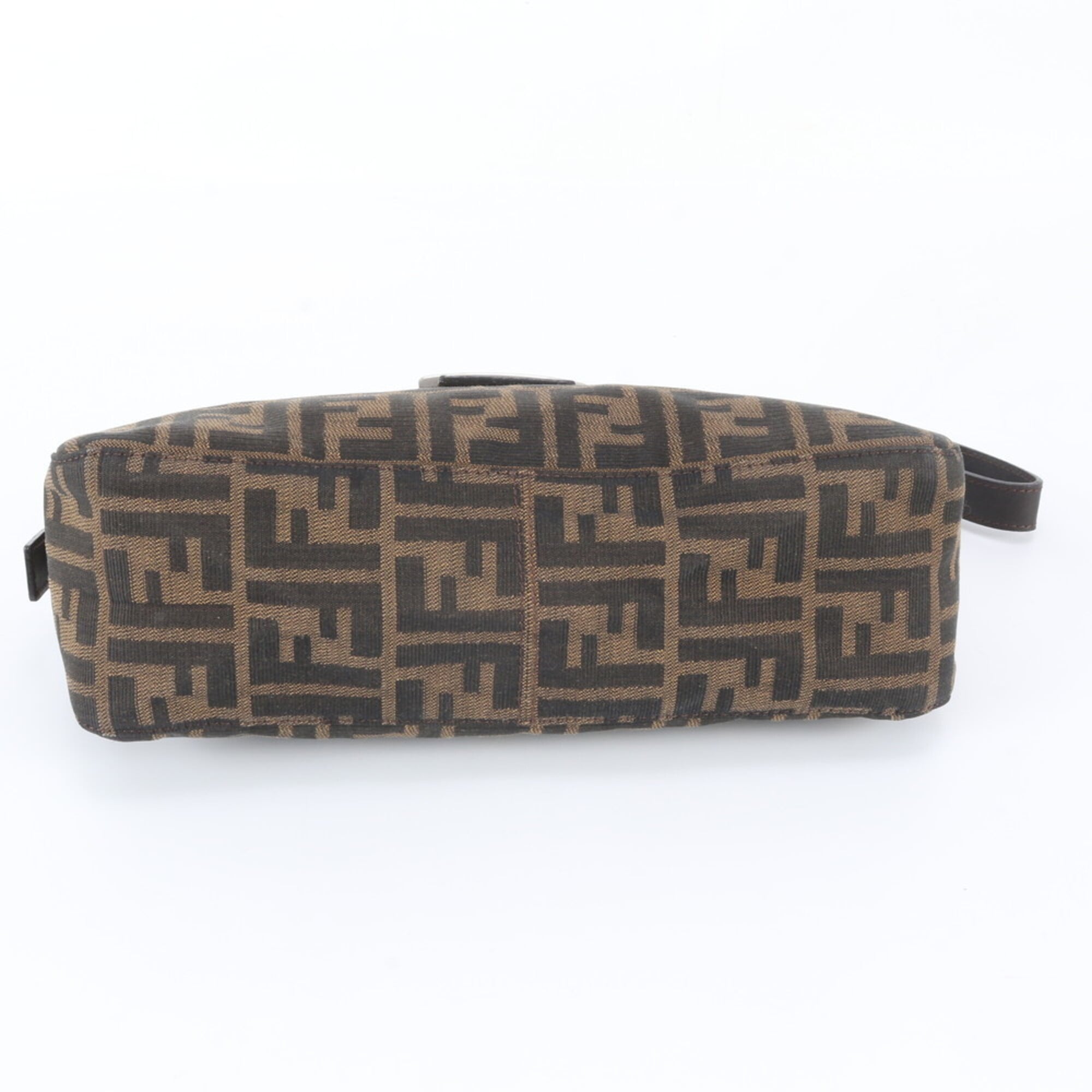 Fendi Brown Leather Canvas Handbag Shoulder Bag (Pre-Owned)