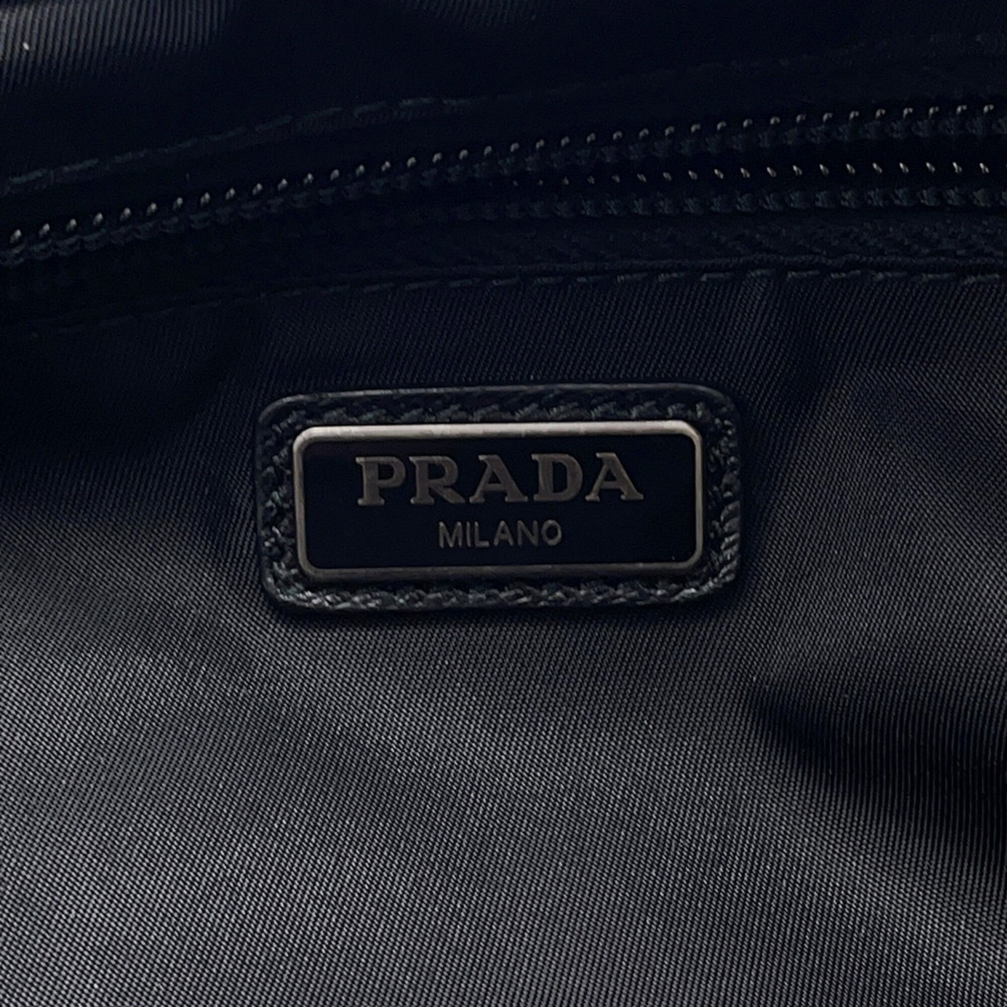Prada Black Nylon Leather Handbag Pouch (Pre-Owned)