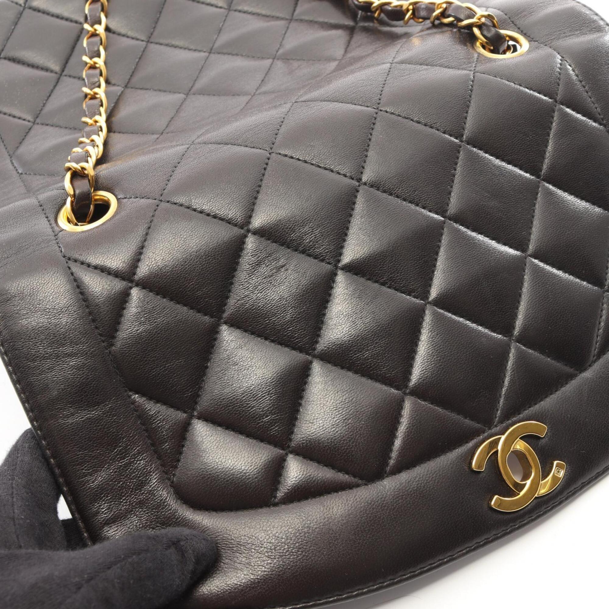 Chanel Black Leather Handbag Shoulder Bag (Pre-Owned)