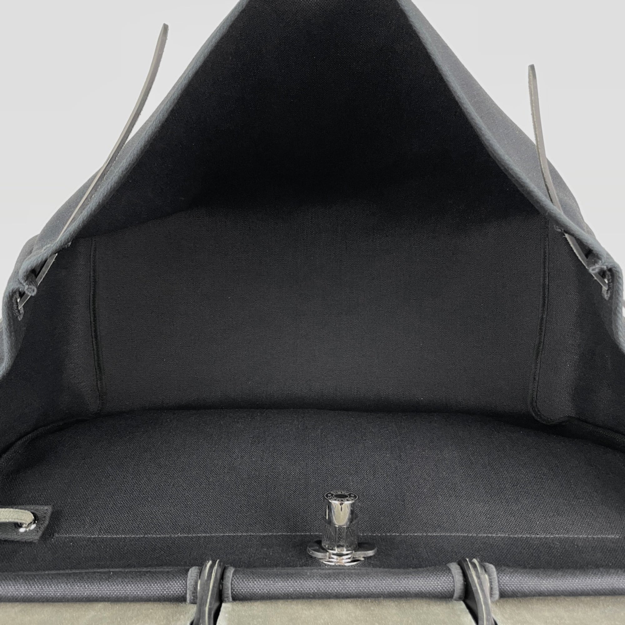 Hermes Black Noir Canvas Handbag (Pre-Owned)