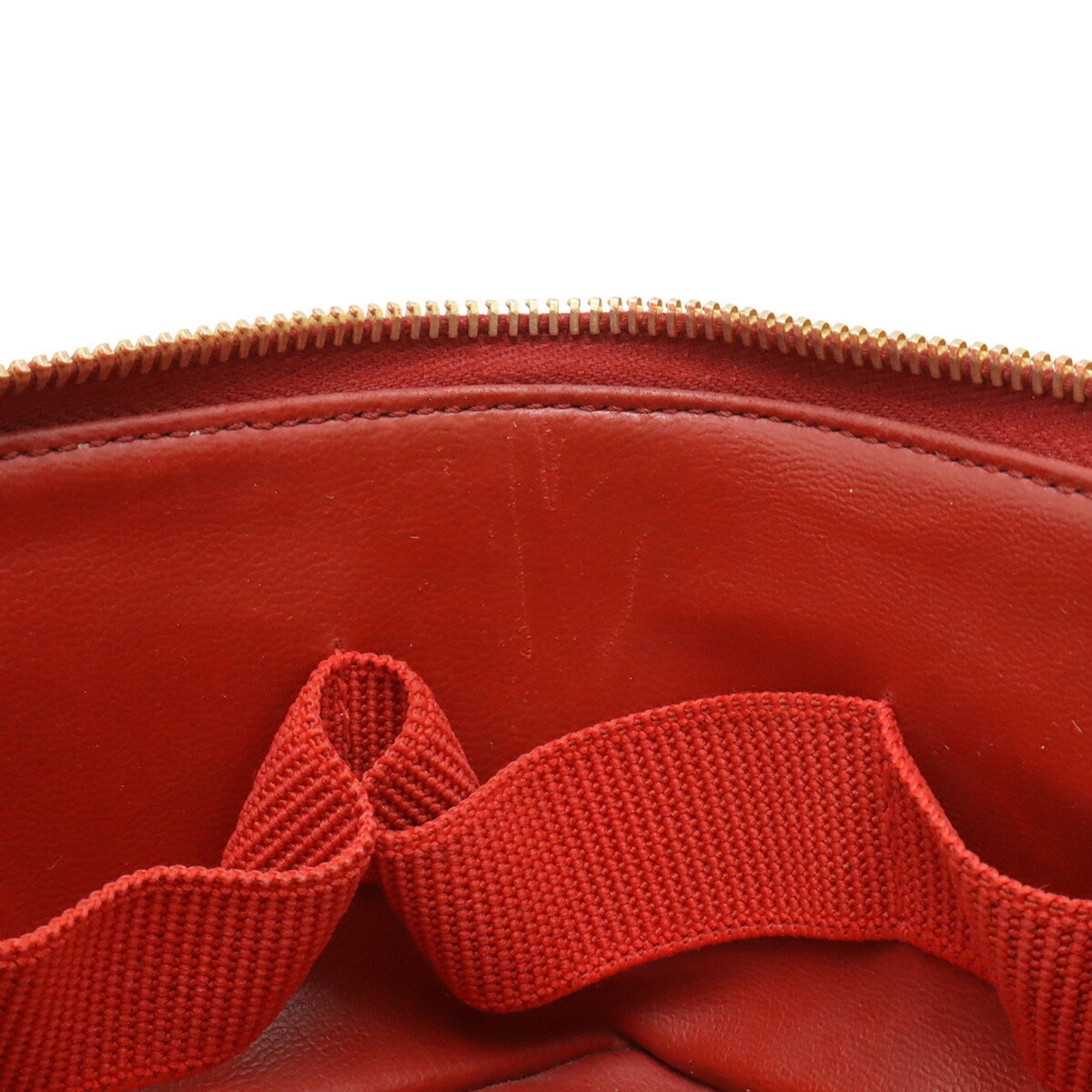 Chanel Red Color Grained Calfskin Handbag Pouch Vanity Bag (Pre-Owned)