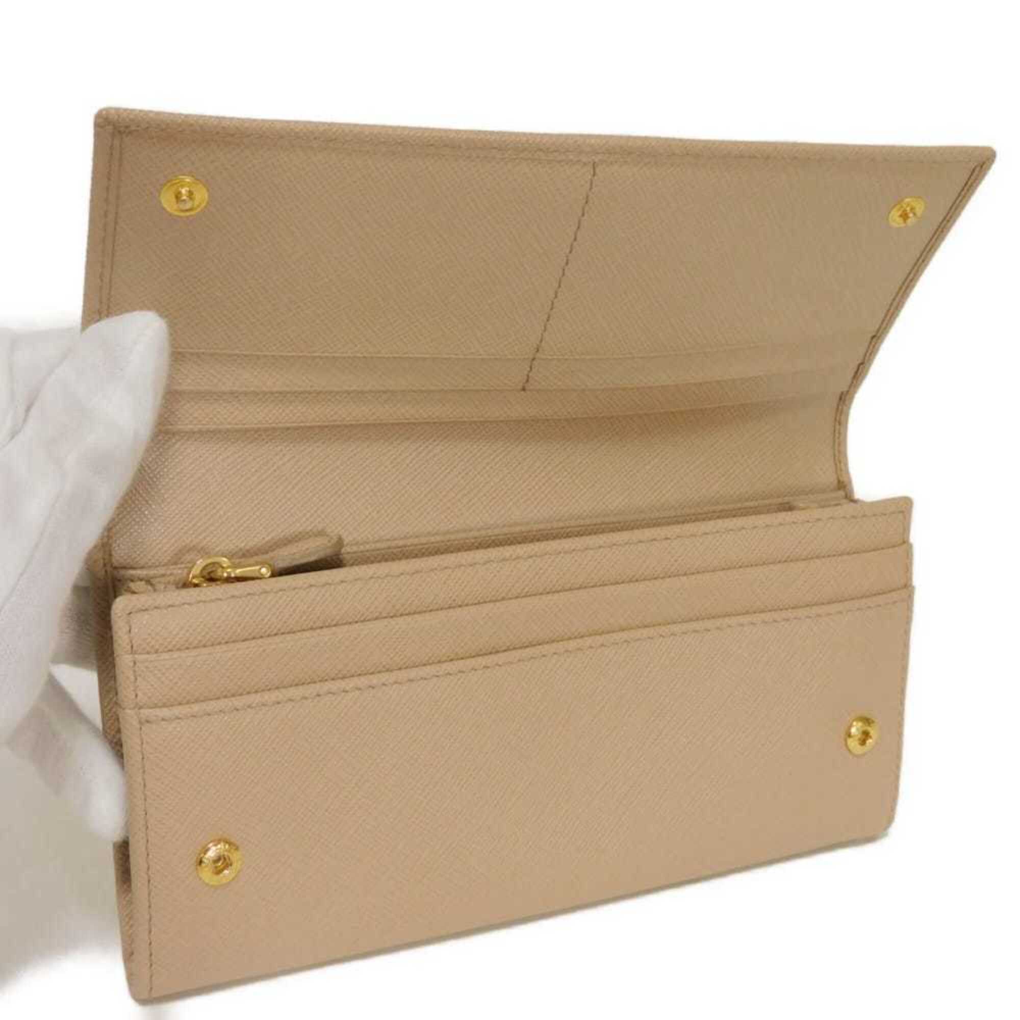Prada Beige Saffiano Lux Long Wallet (Bi-Fold) (Pre-Owned)