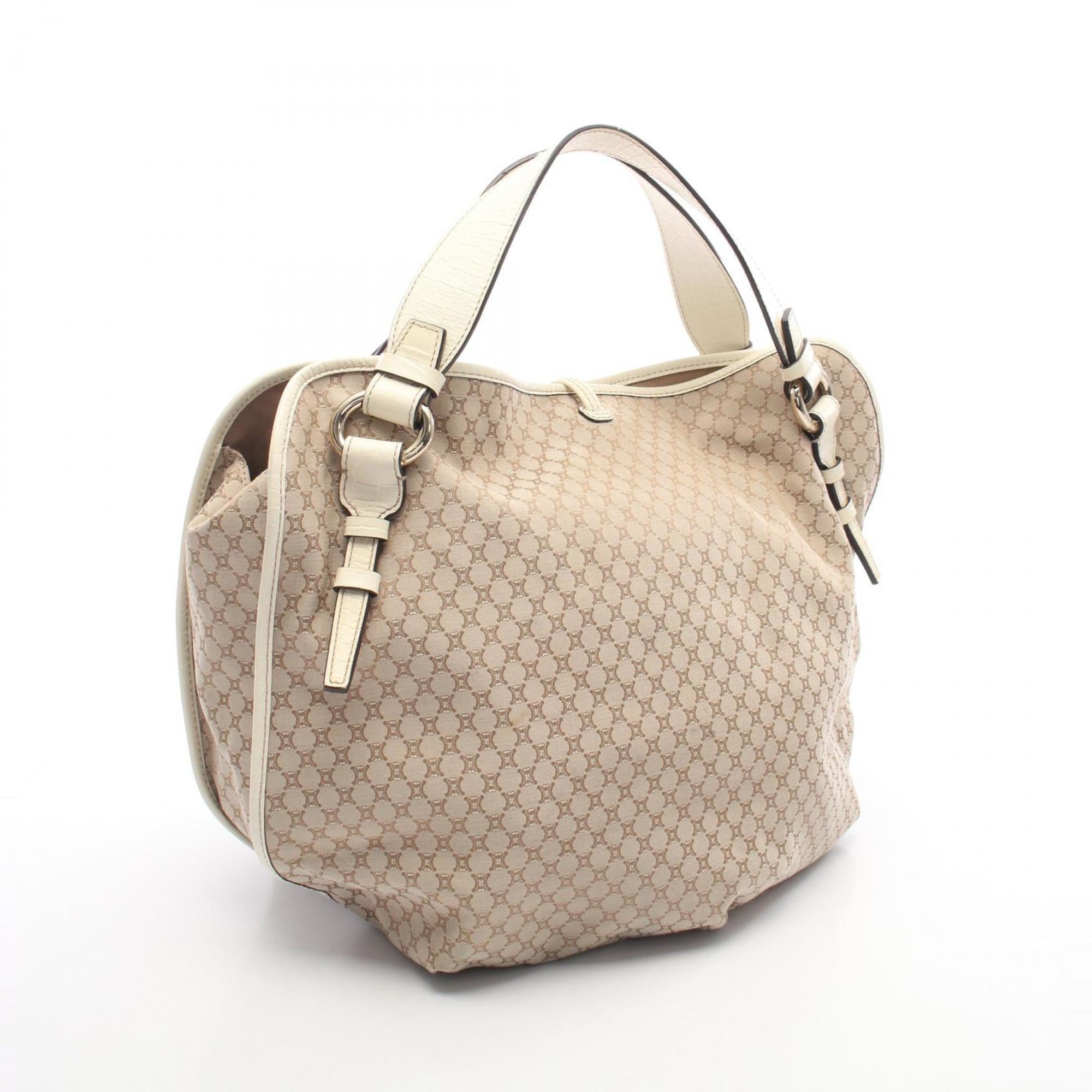 Celine Beige Ivory Coated Canvas Leather Handbag Tote Bag (Pre-Owned)
