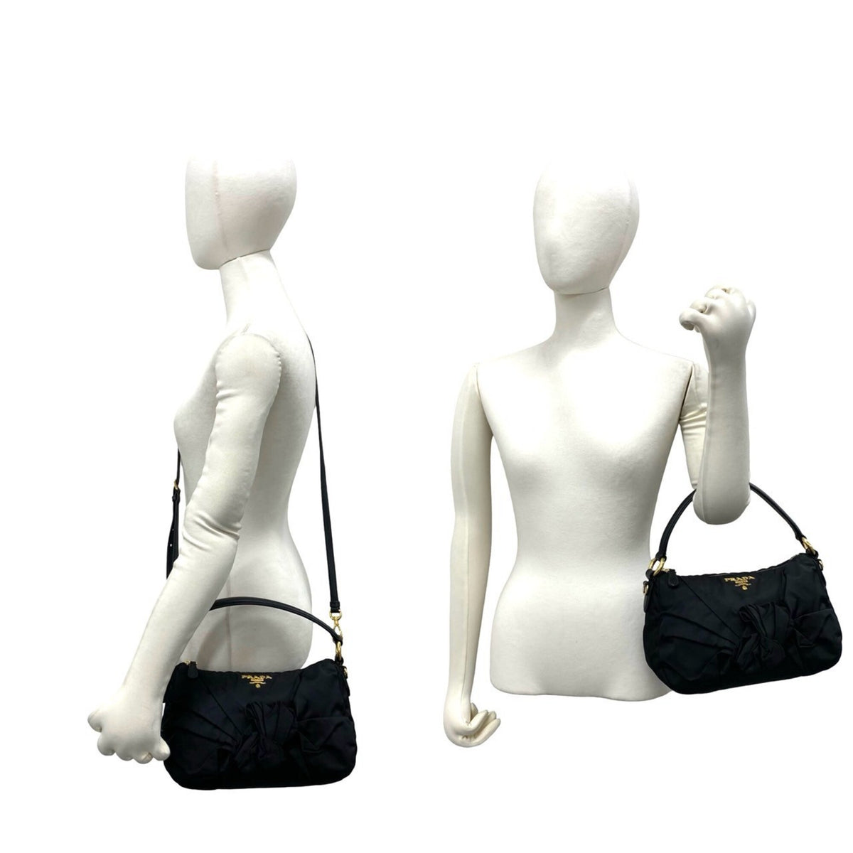 Prada Black Nylon Leather Handbag Shoulder Bag (Pre-Owned)