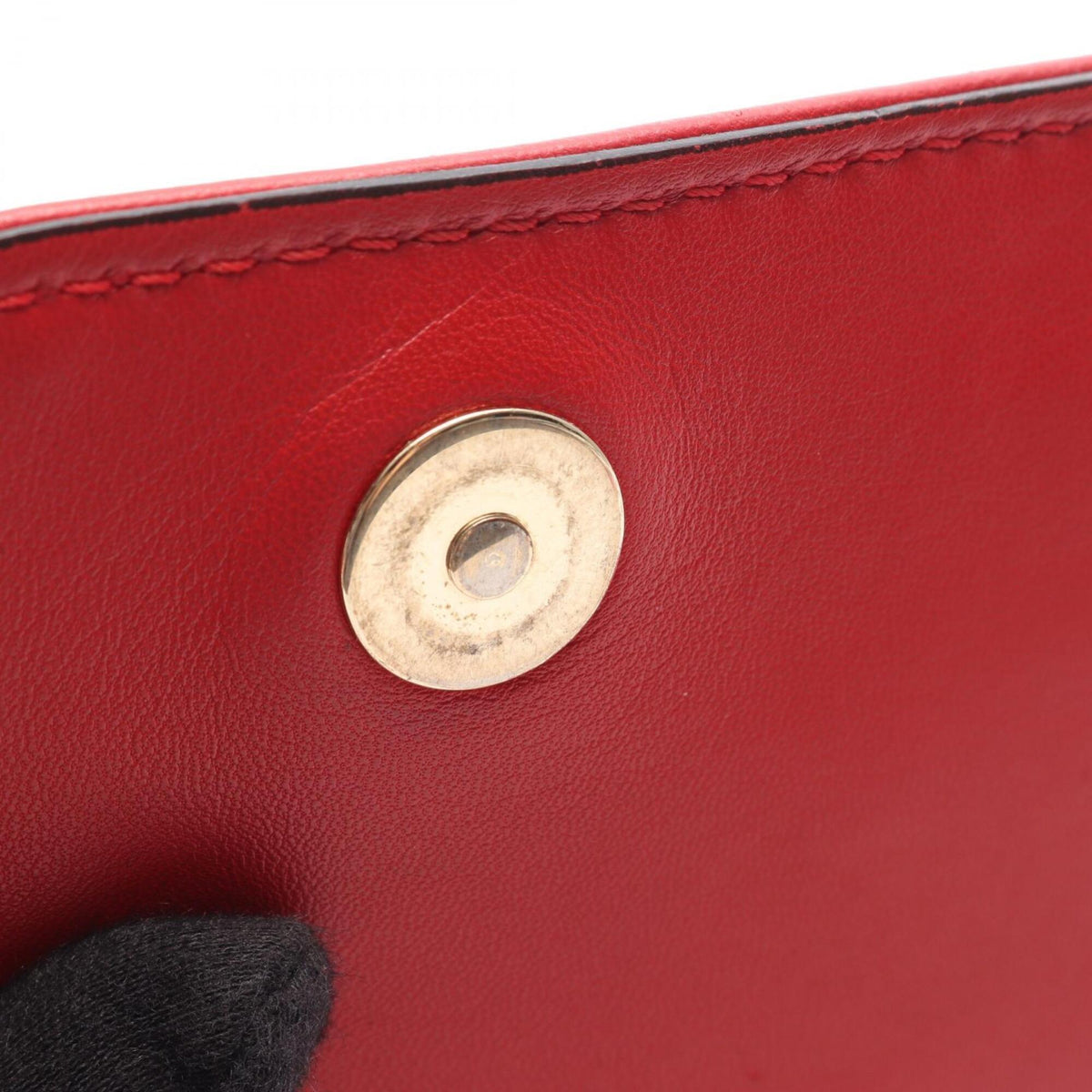 Valentino Red Color Leather Handbag Shoulder Bag (Pre-Owned)