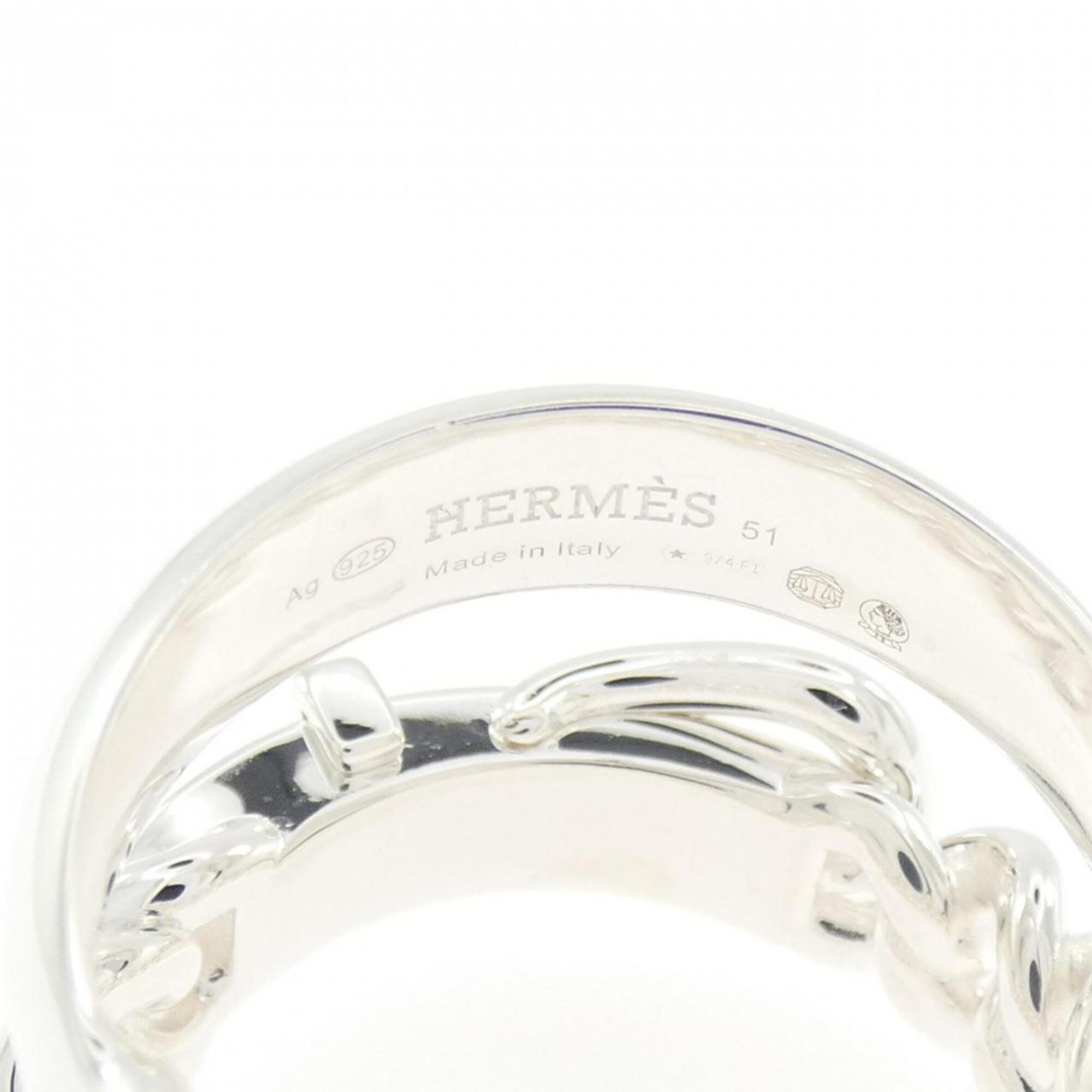 Hermes Silver Silver 925 Band Ring (Pre-Owned)