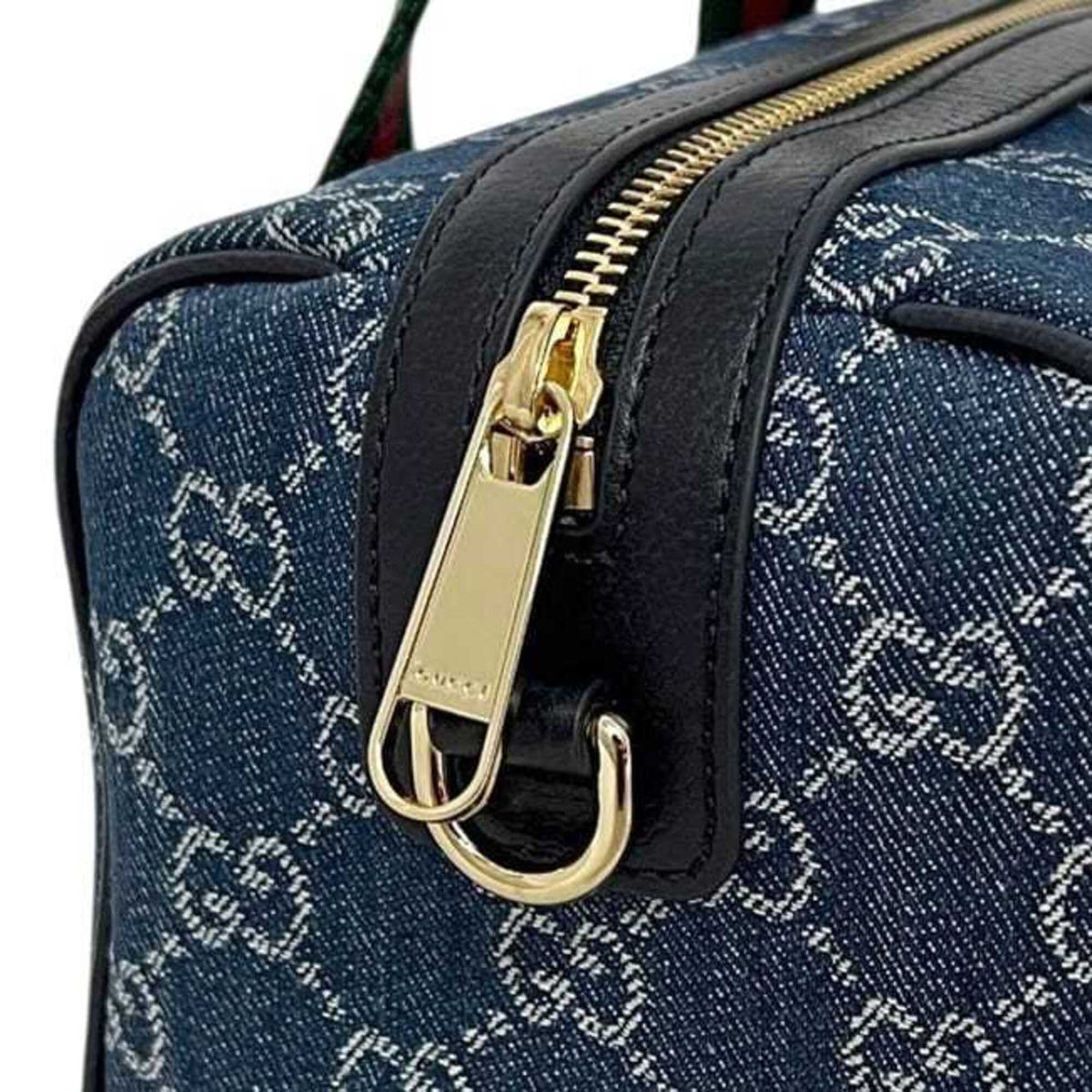 Gucci Blue Denim Canvas Boston Bag Shoulder Bag (Pre-Owned)