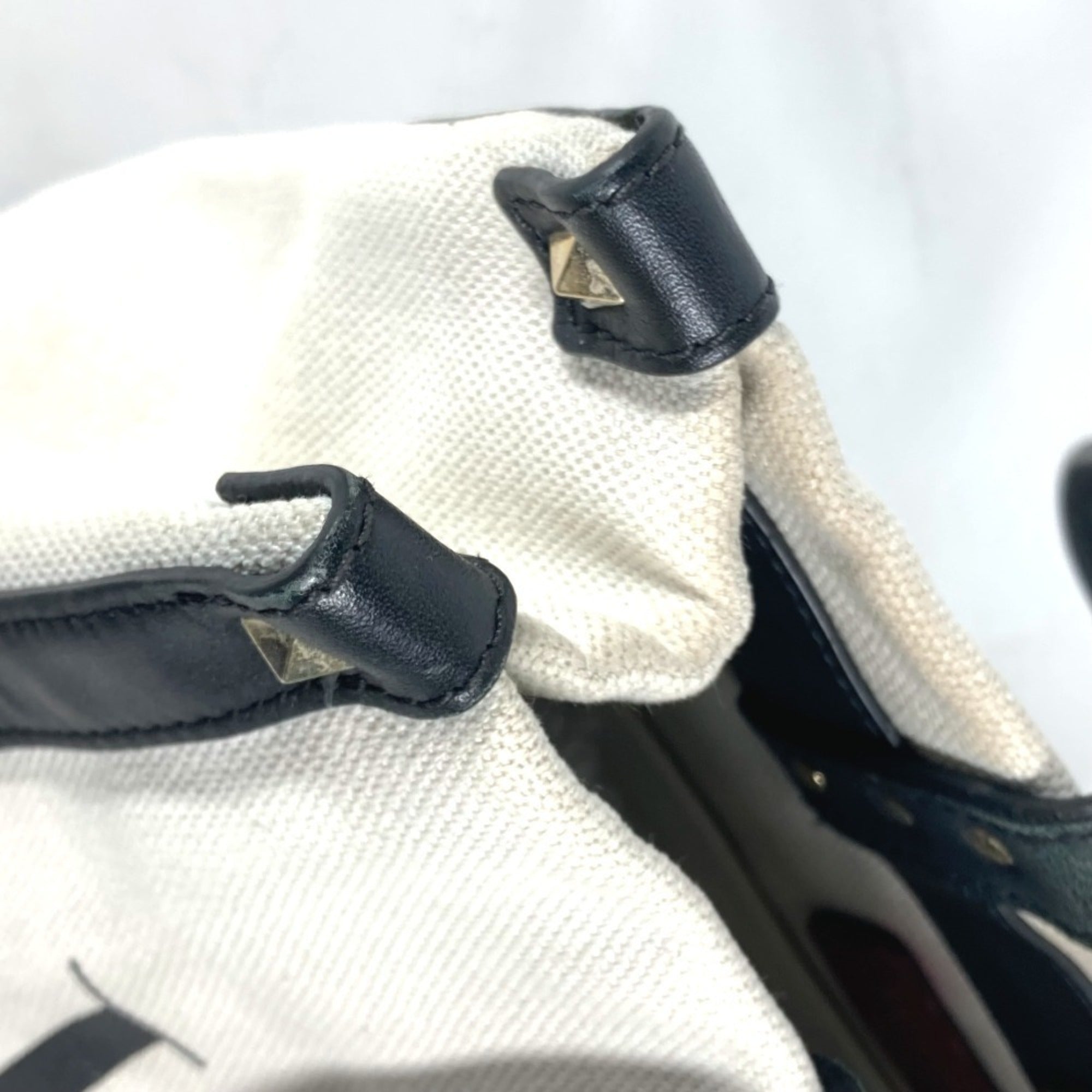 Valentino Black White Canvas Shoulder Bag Tote Bag (Pre-Owned)