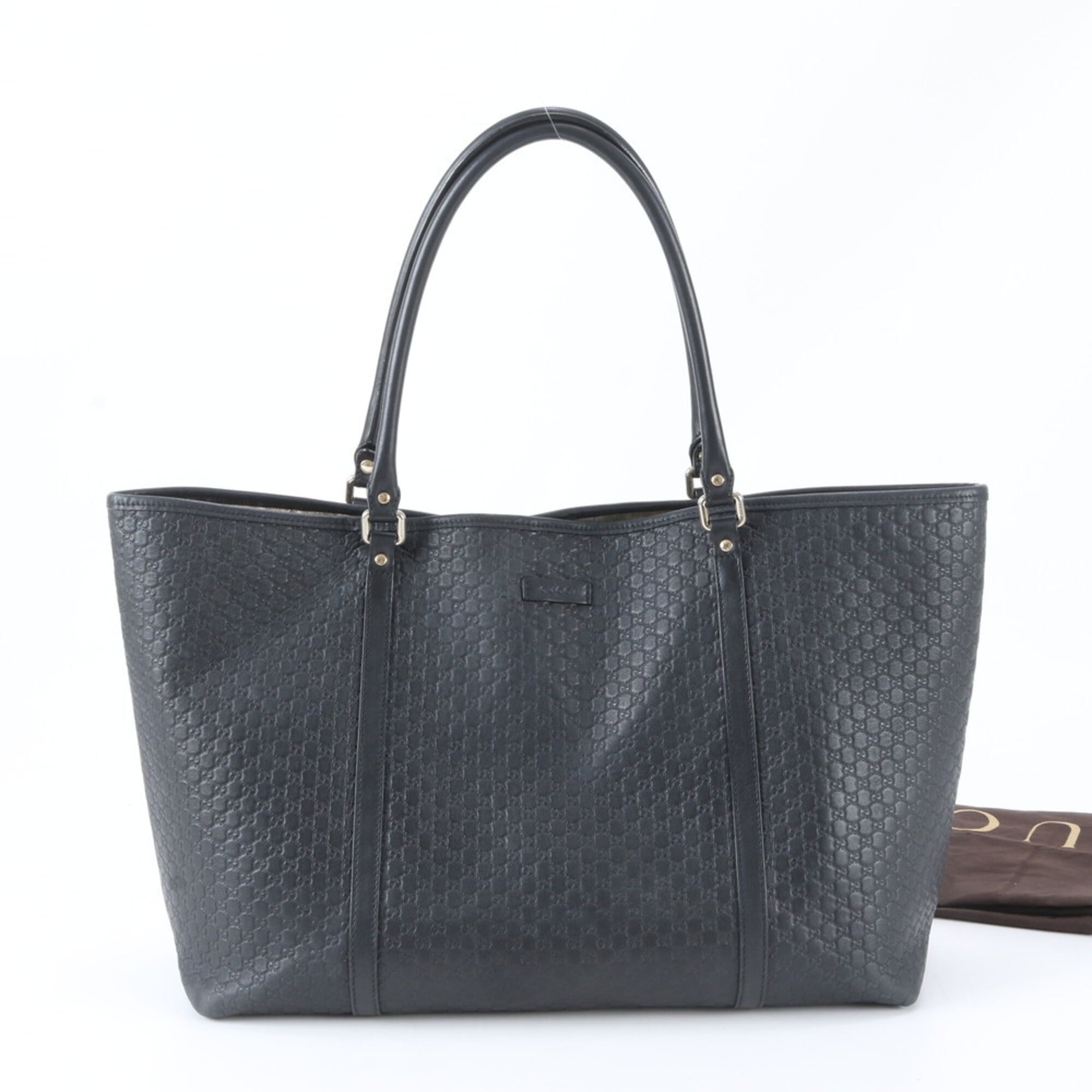 Gucci Microguccissima Black Leather Shoulder Bag Tote Bag (Pre-Owned)