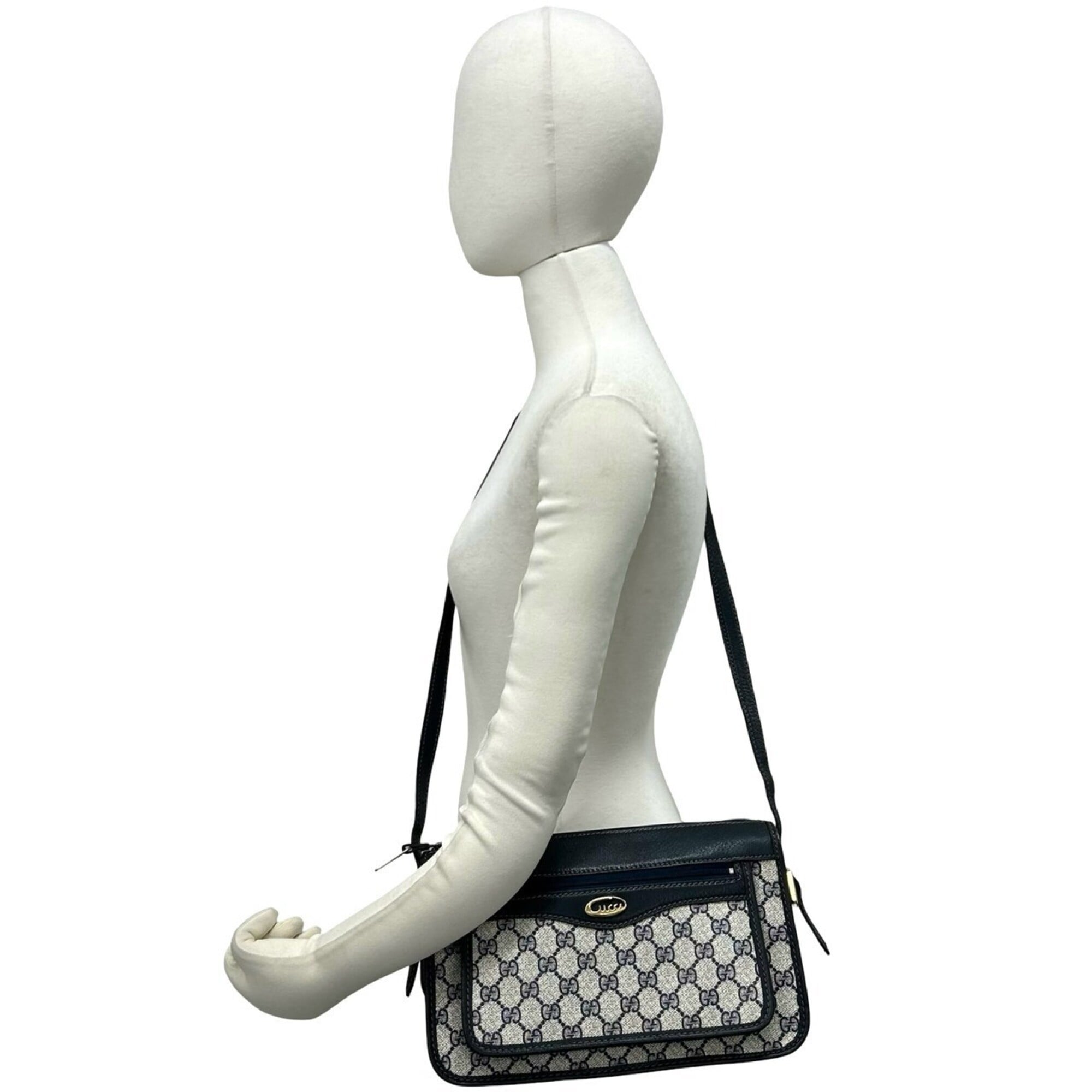 Gucci Navy Leather Pvc Pochette Shoulder Bag (Pre-Owned)