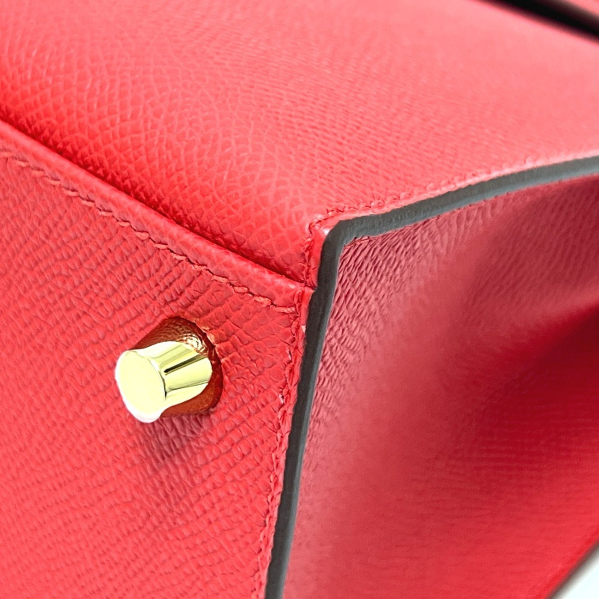 Hermes Kelly Red Color Epsom Leather Handbag (Pre-Owned)