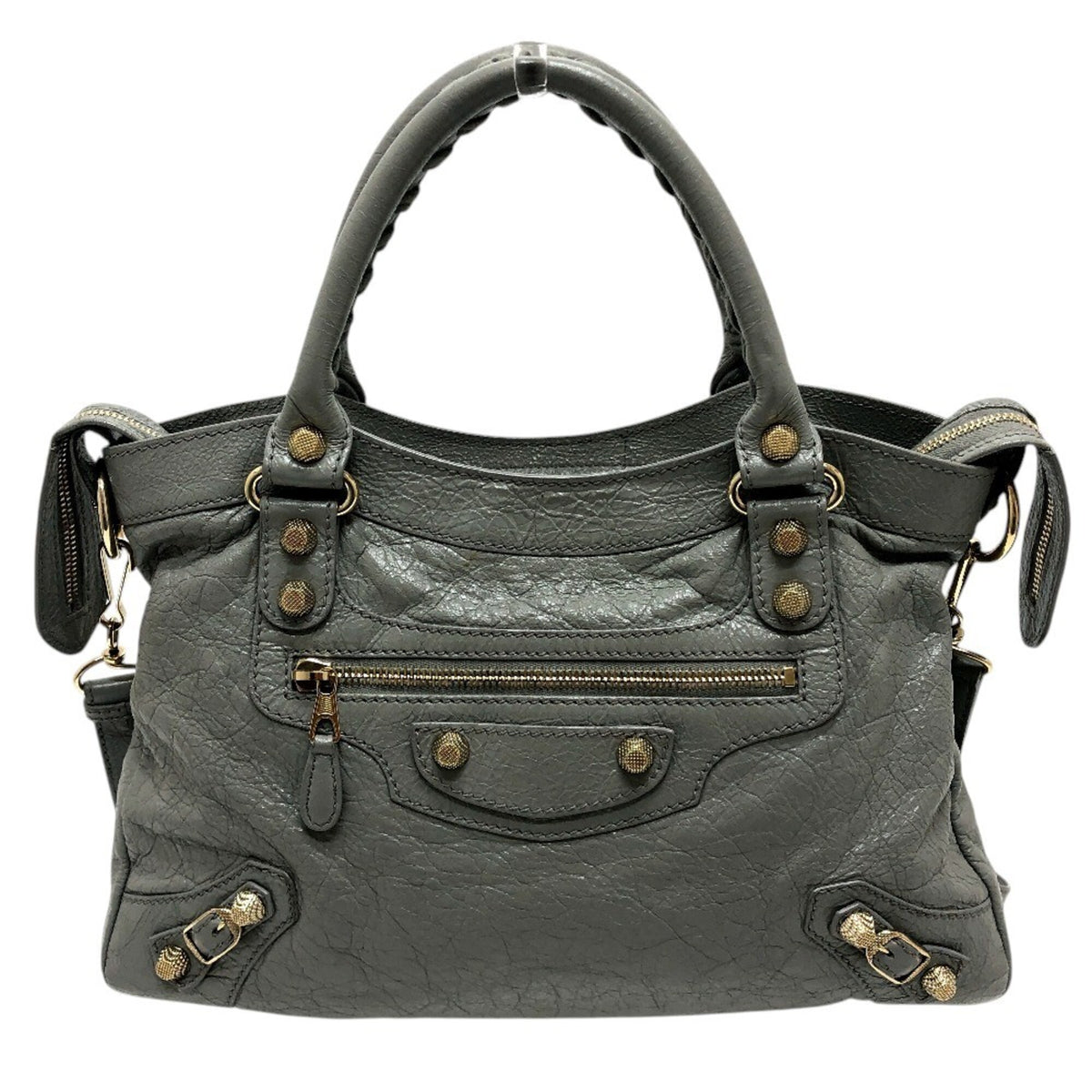 Balenciaga Gray Leather Handbag Shoulder Bag (Pre-Owned)