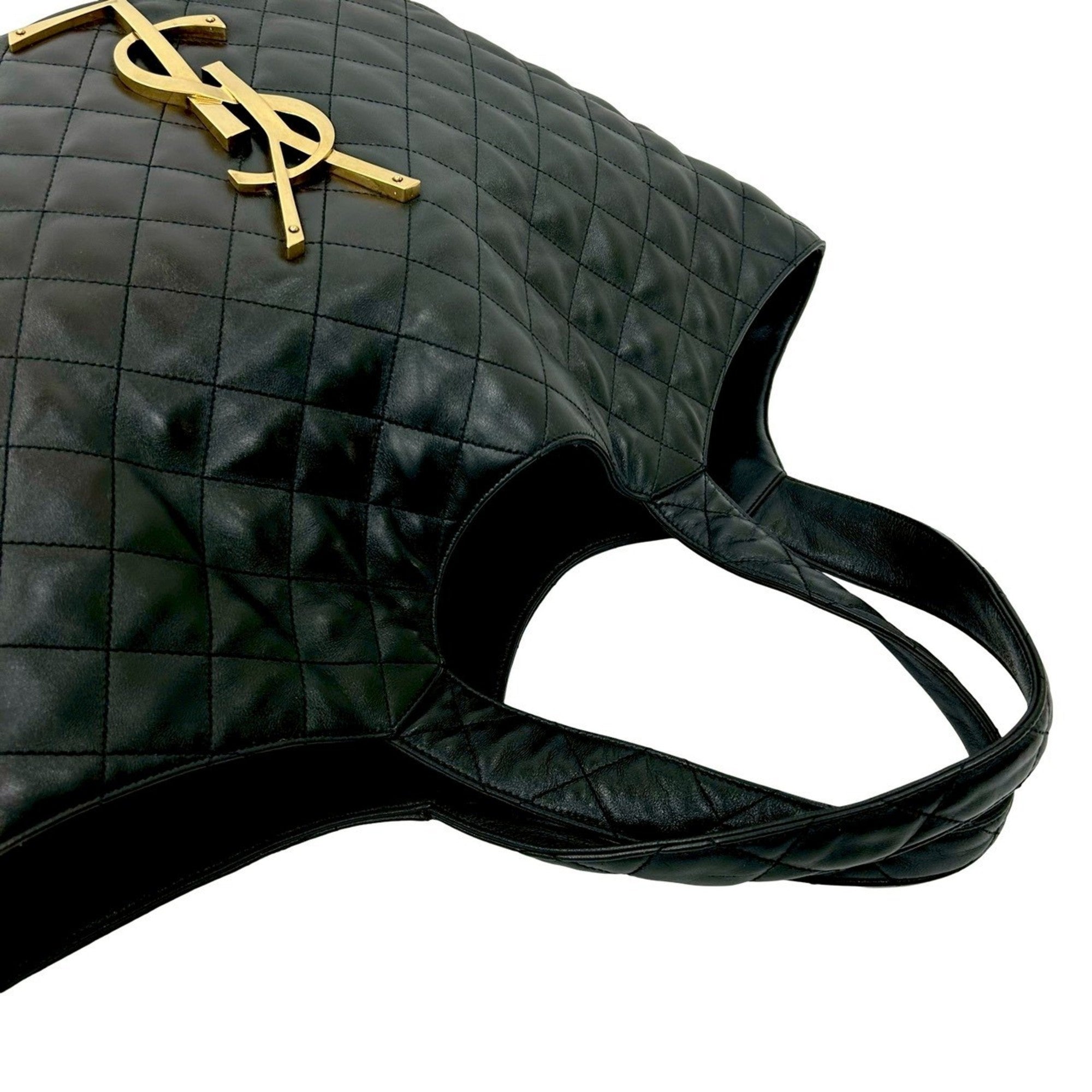 Saint Laurent Black Leather Pouch Tote Bag (Pre-Owned)