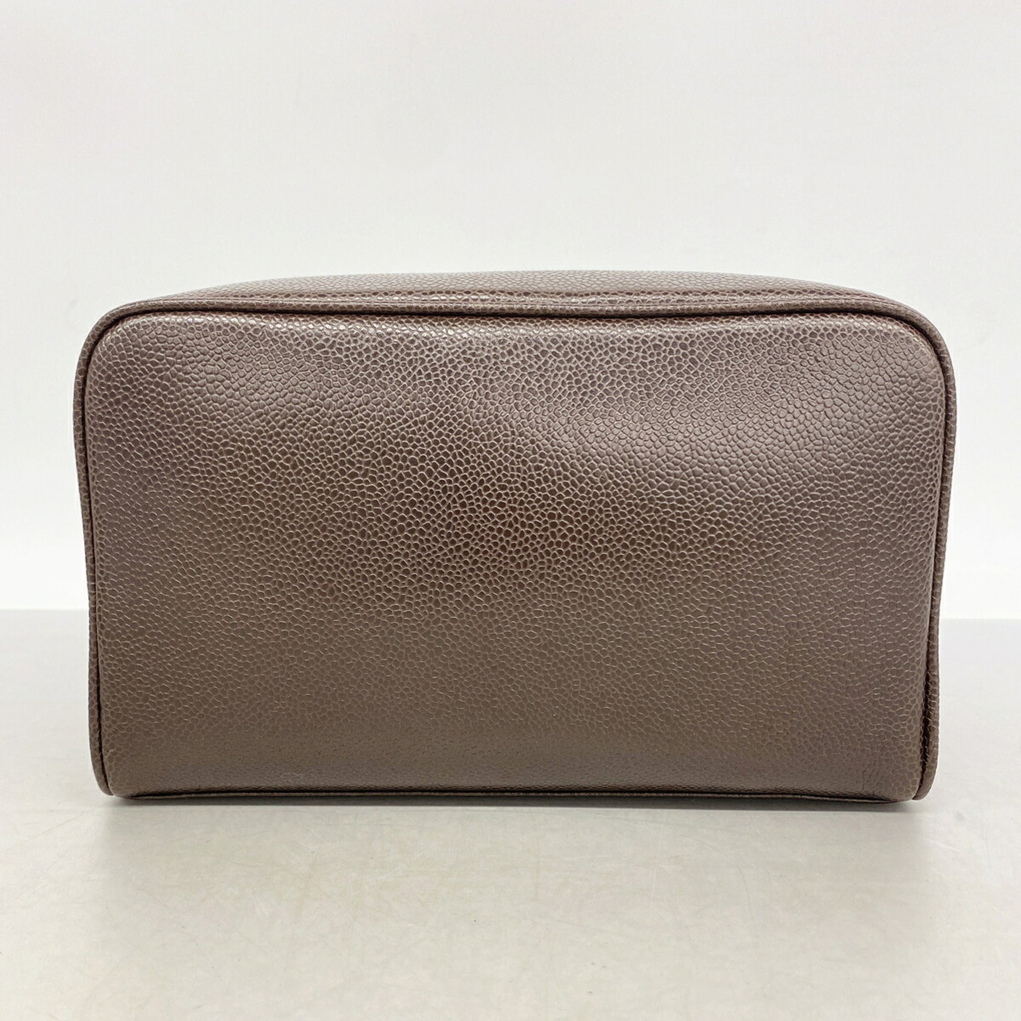 Chanel Dark Brown Grained Calfskin Pouch (Pre-Owned)