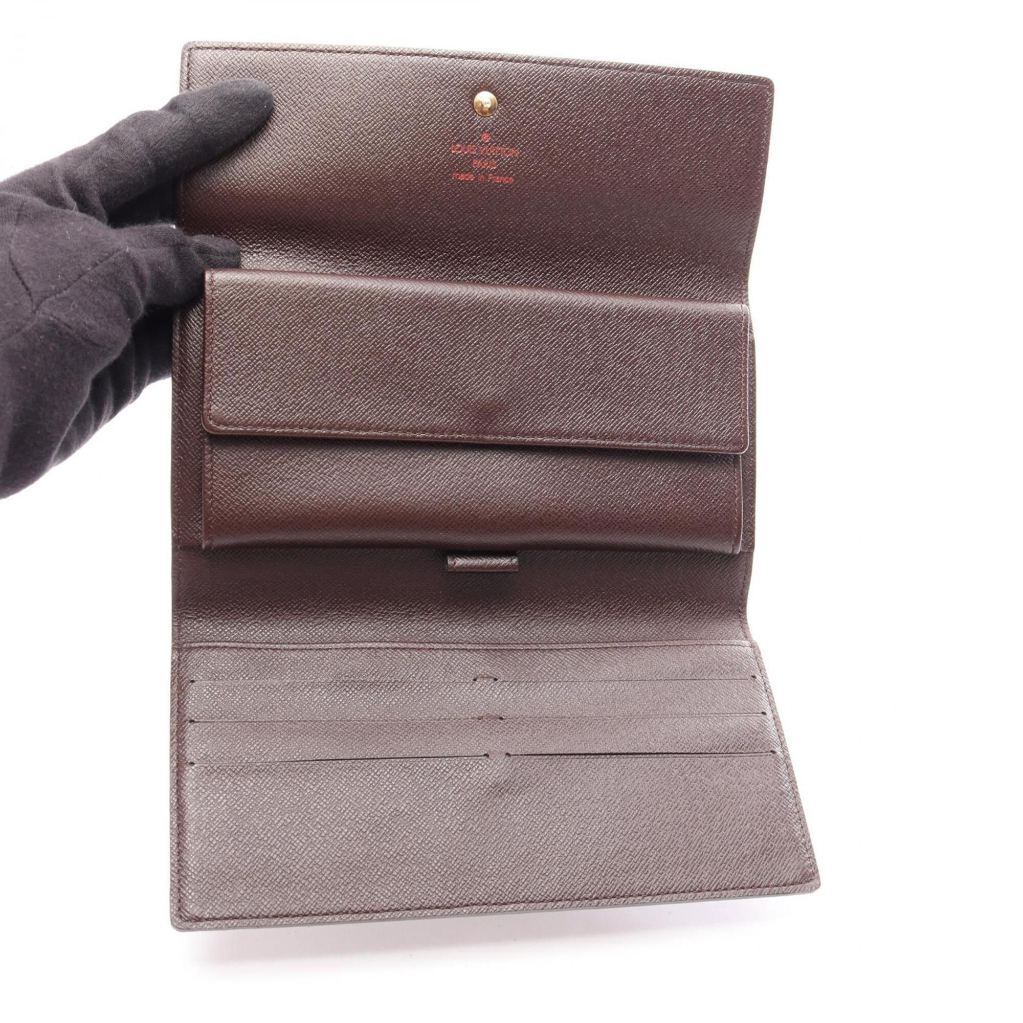 Louis Vuitton Brown Leather Pvc Long Wallet (Tri-Fold) (Pre-Owned)