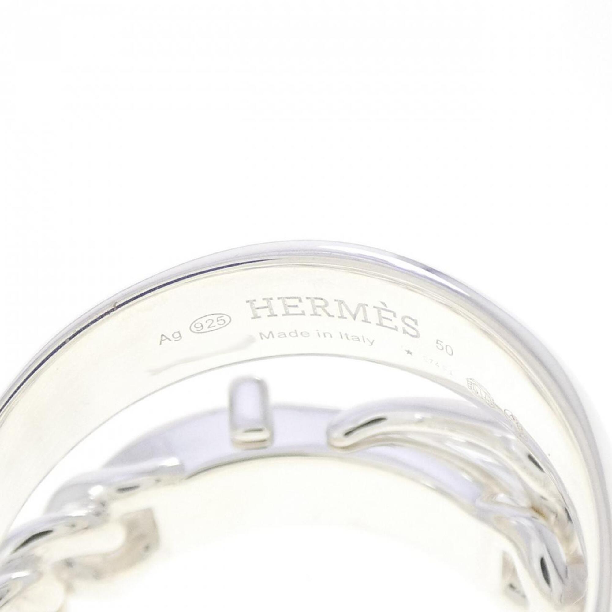 Hermes Silver Silver 925 Band Ring (Pre-Owned)