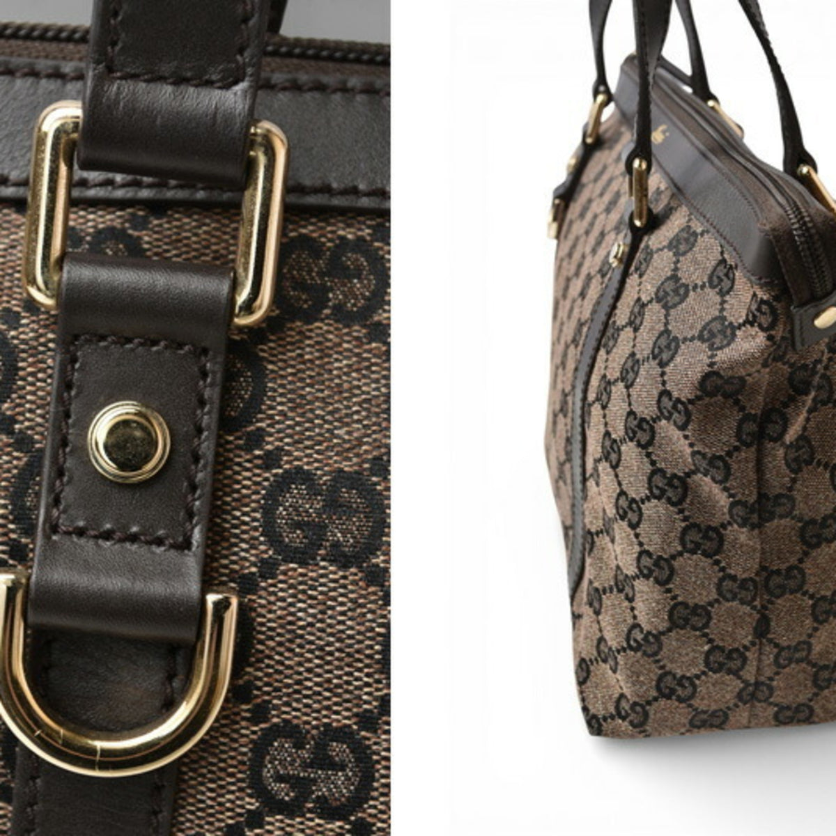 Gucci Black Dark Brown Gg Canvas Shopping Bag Tote Bag (Pre-Owned)