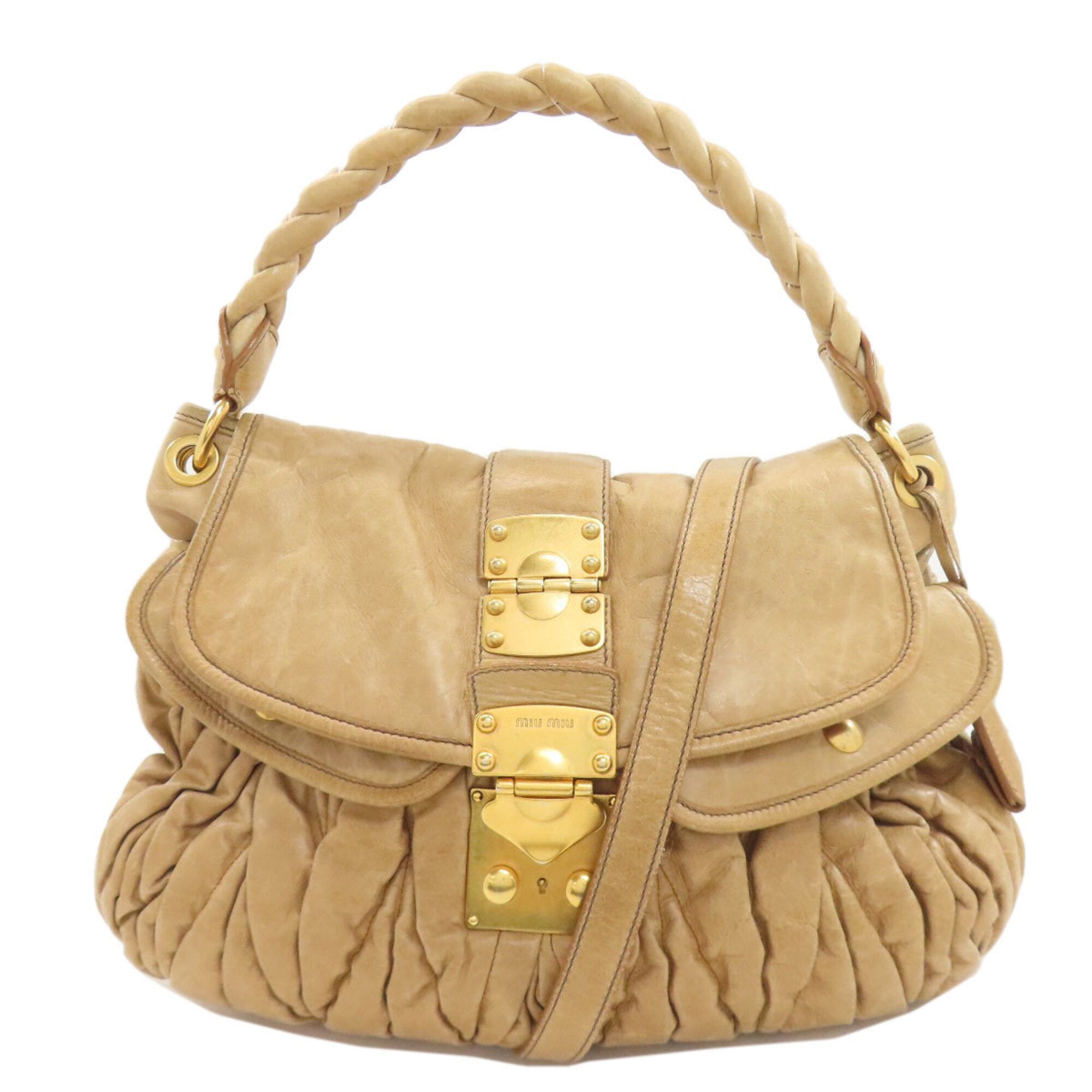 Miu Miu Beige Leather Tote Bag (Pre-Owned)