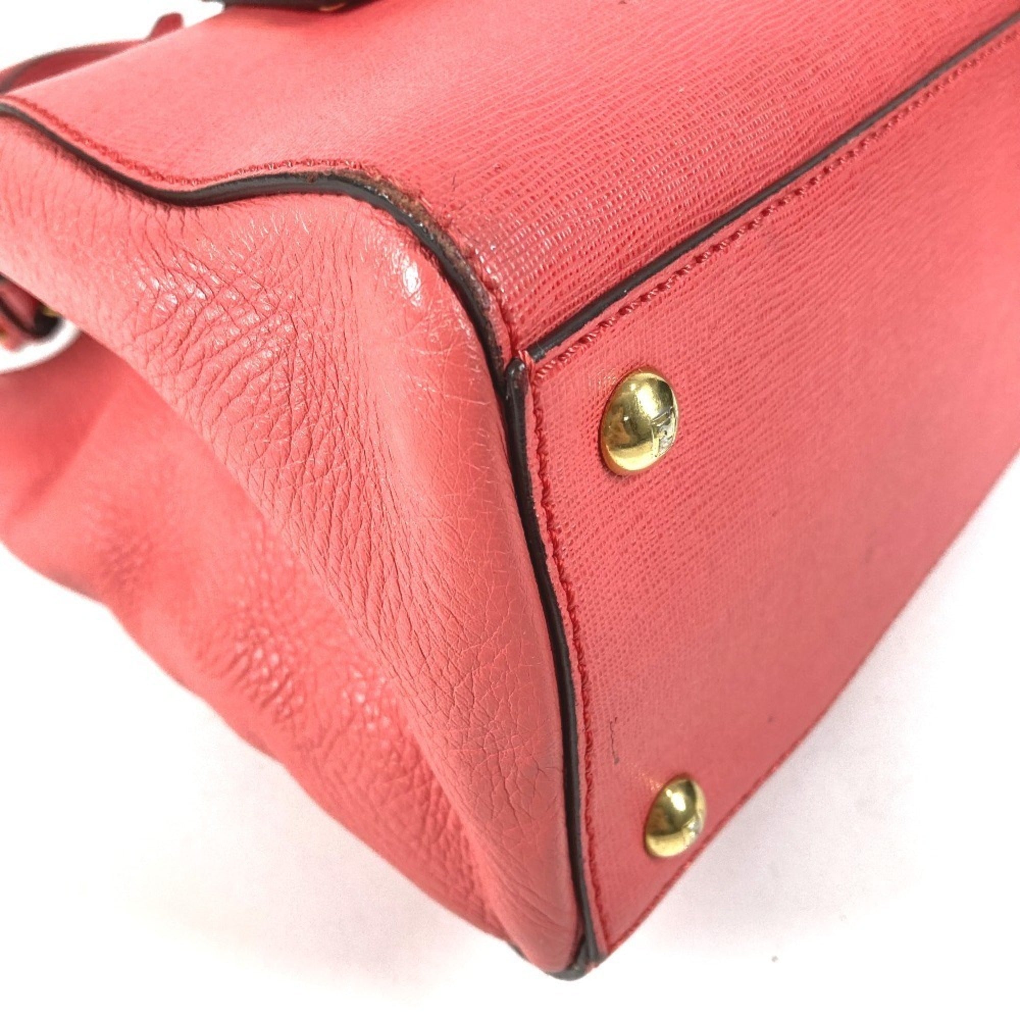 Fendi Pink Leather Handbag Shoulder Bag (Pre-Owned)