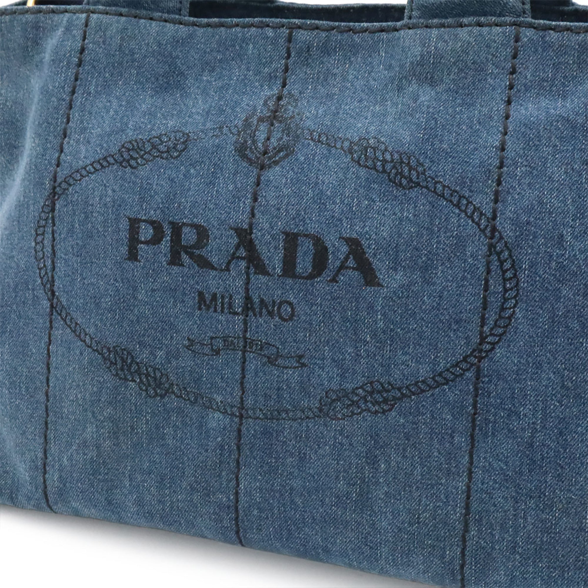 Prada Blue Denim Handbag Shoulder Bag Tote Bag (Pre-Owned)