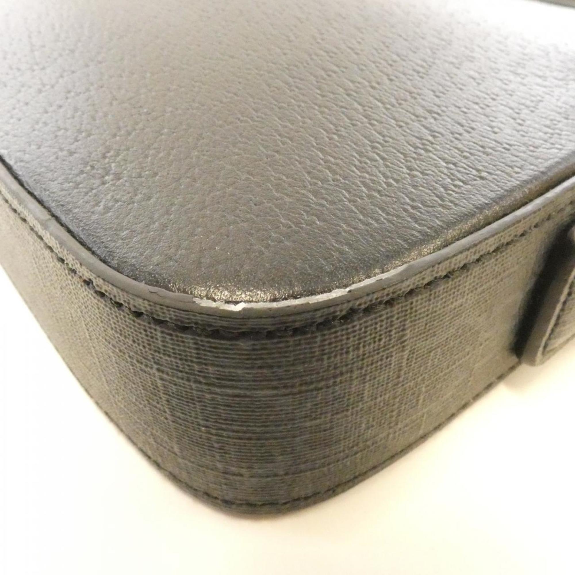 Gucci Black Leather Gg Supreme Shoulder Bag (Pre-Owned)