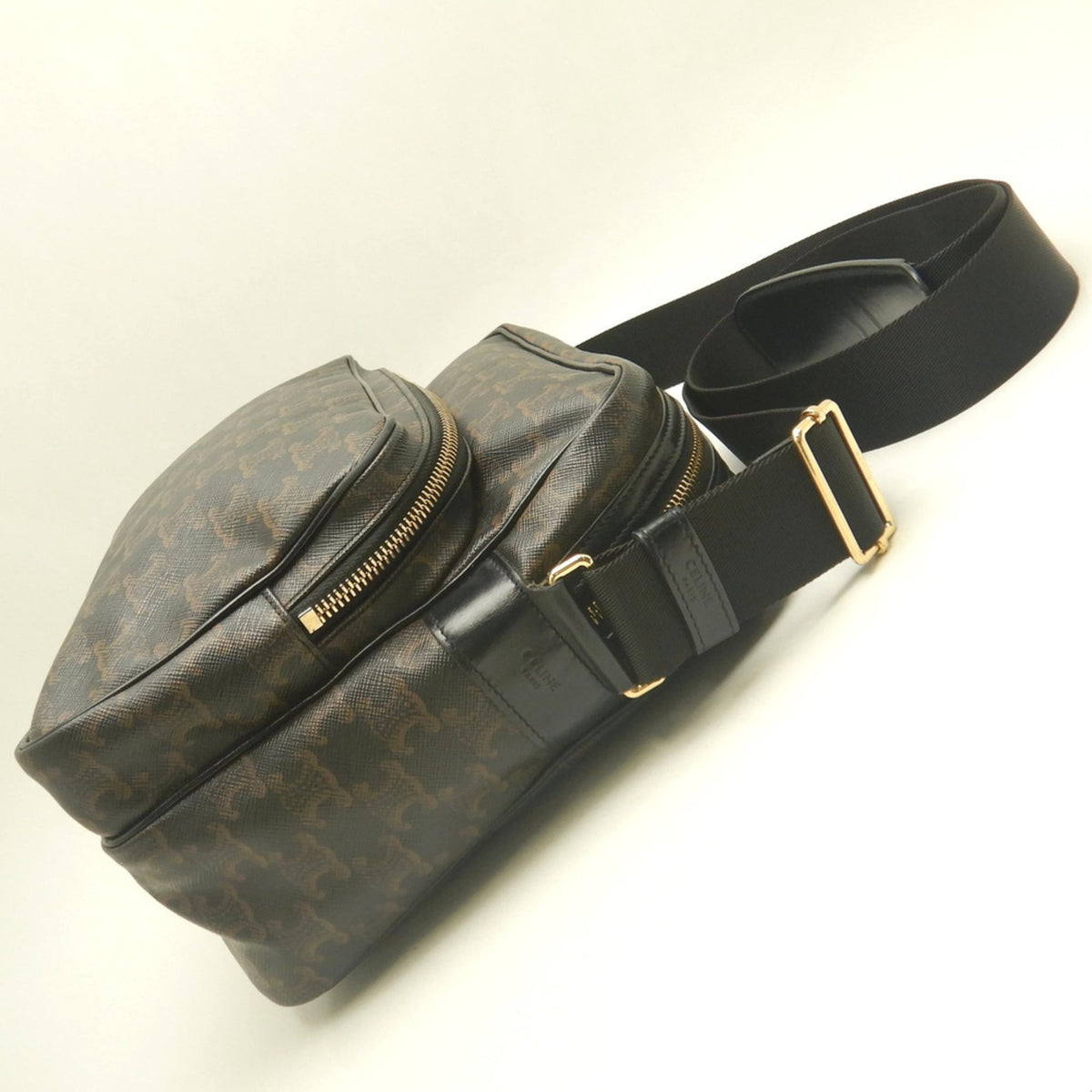 Celine Dark Brown Coated Canvas Messenger Bag Shoulder Bag (Pre-Owned)