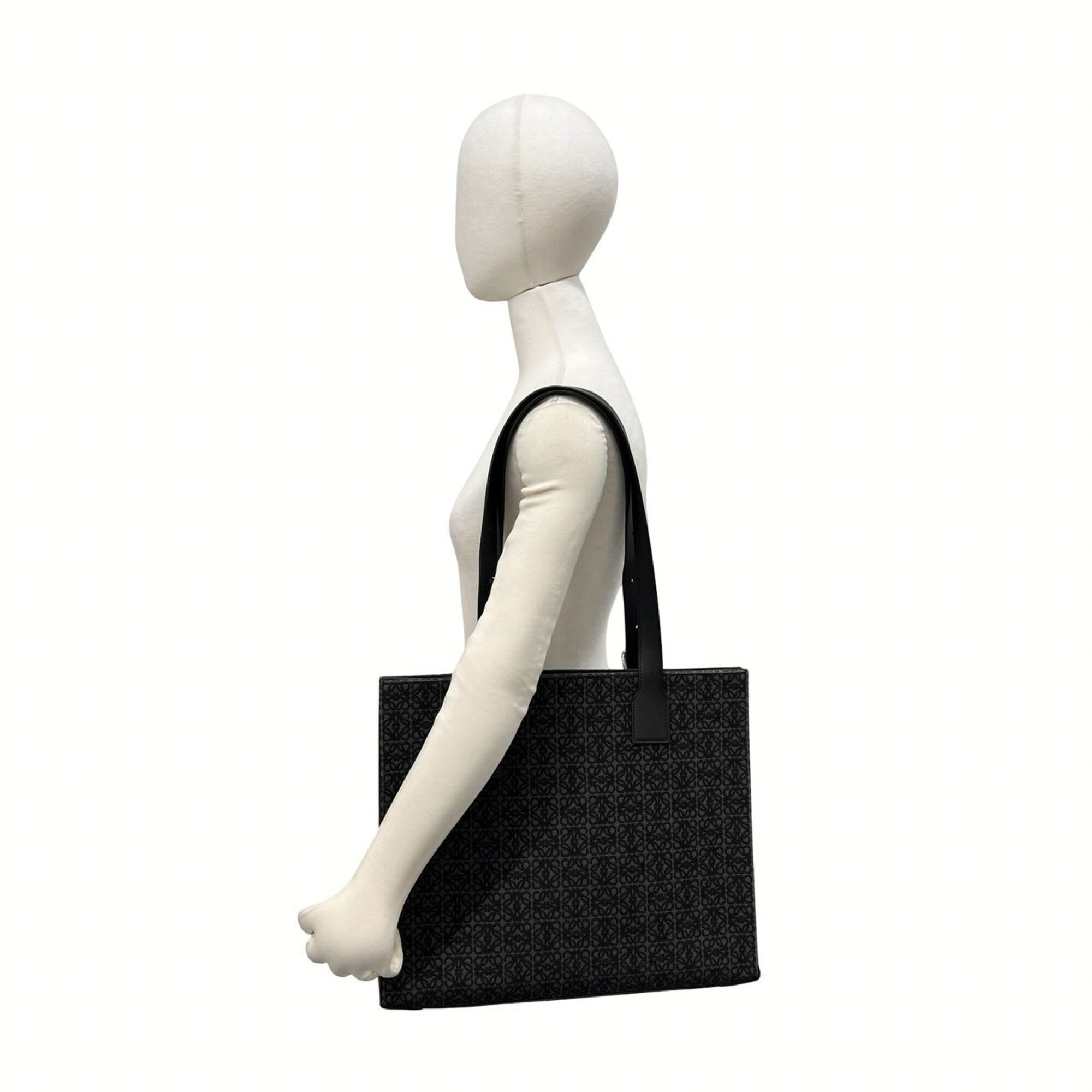 Loewe Black Gray Canvas Leather Tote Bag (Pre-Owned)