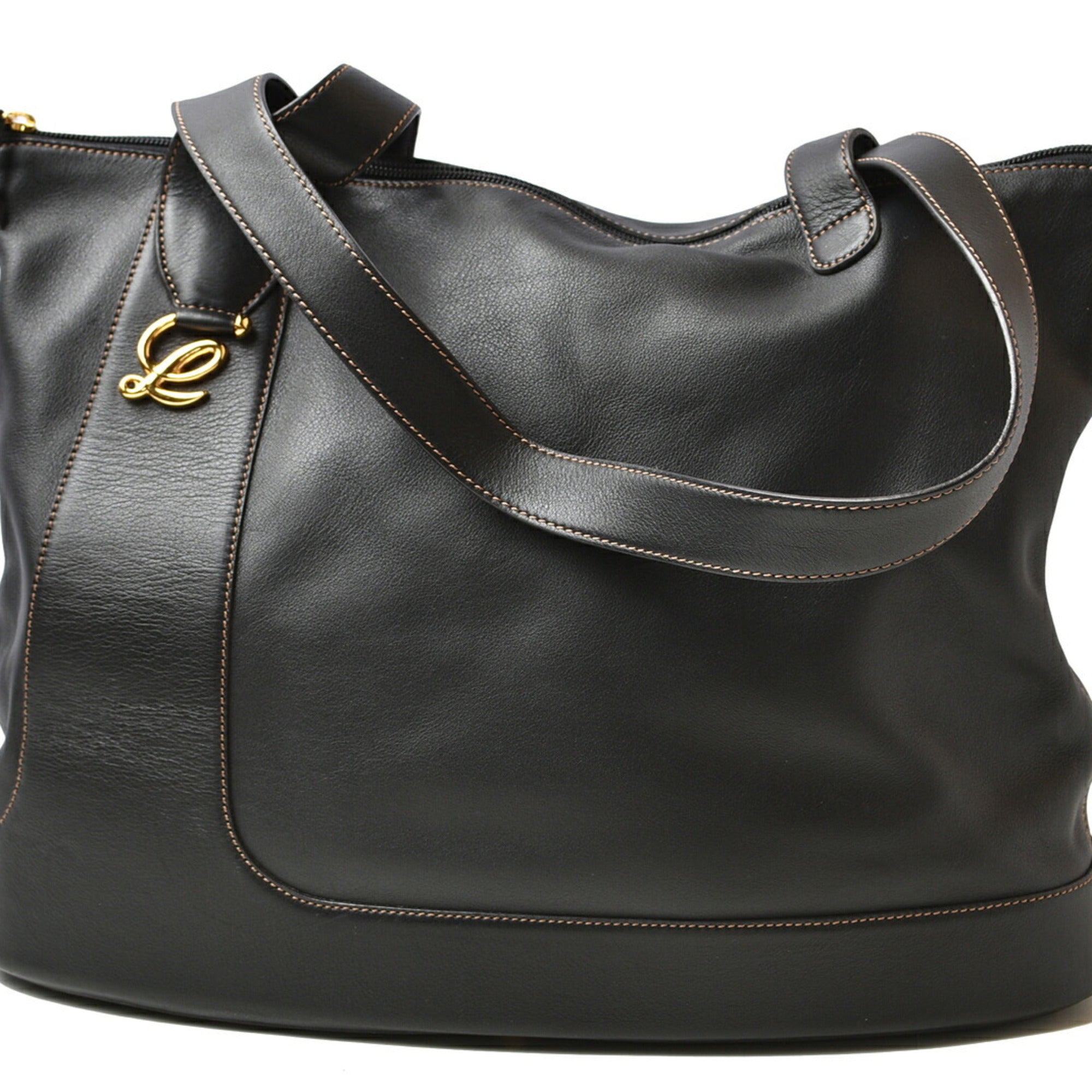 Loewe Dark Brown Leather Pouch Tote Bag (Pre-Owned)