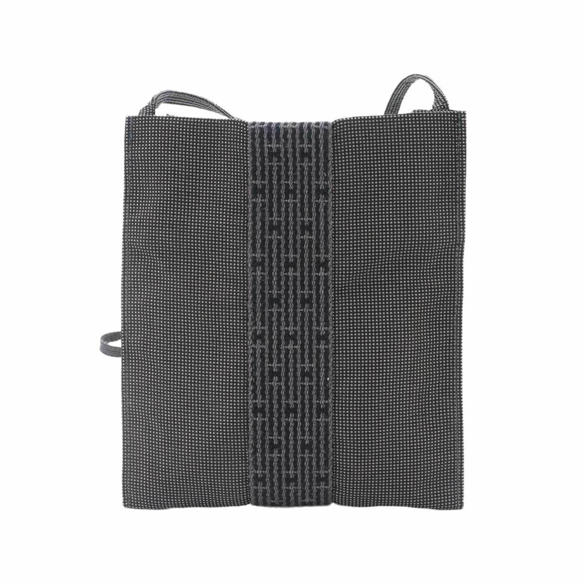 Hermes Gray Canvas Handbag Pochette Shoulder Bag (Pre-Owned)