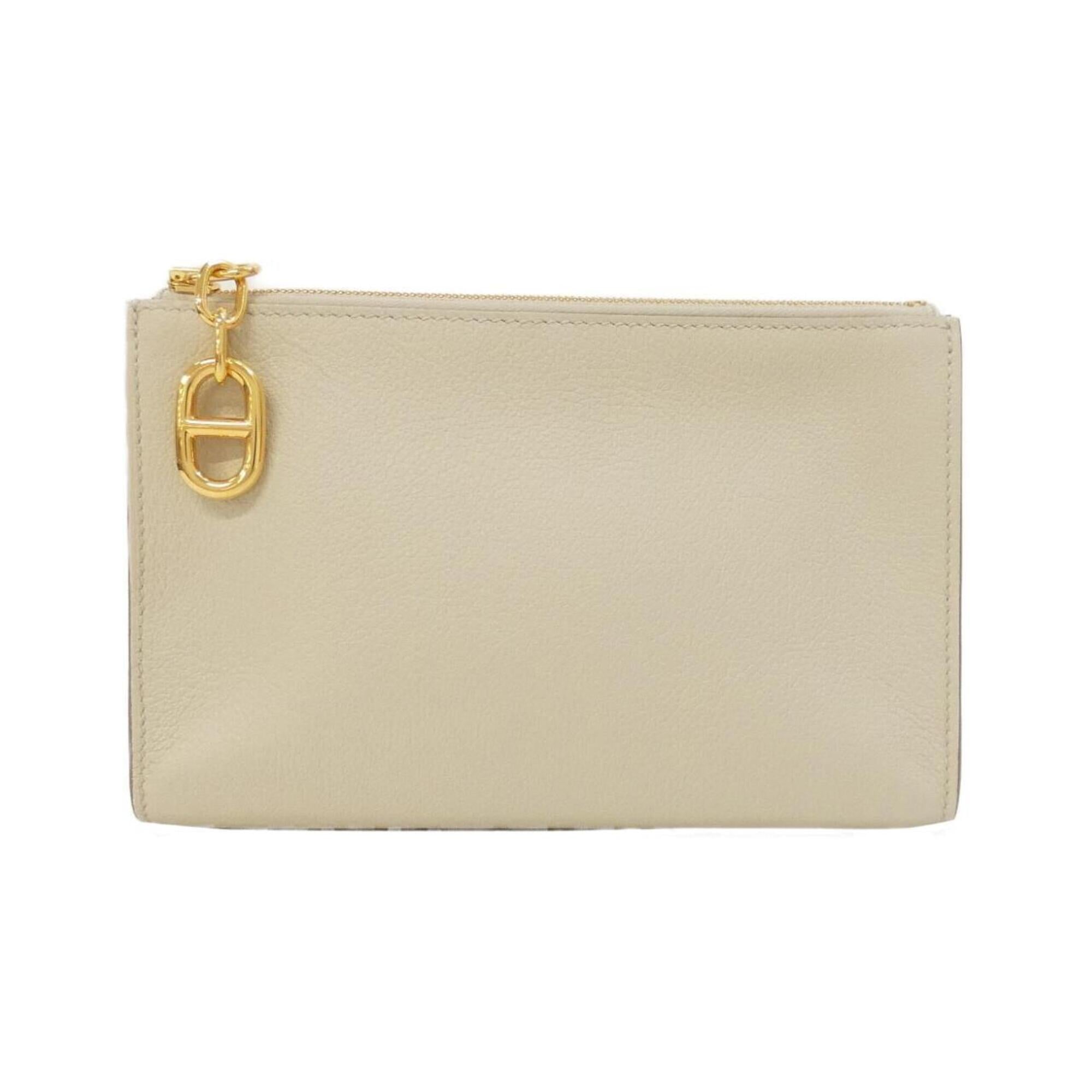 Hermes White Leather Pouch (Pre-Owned)