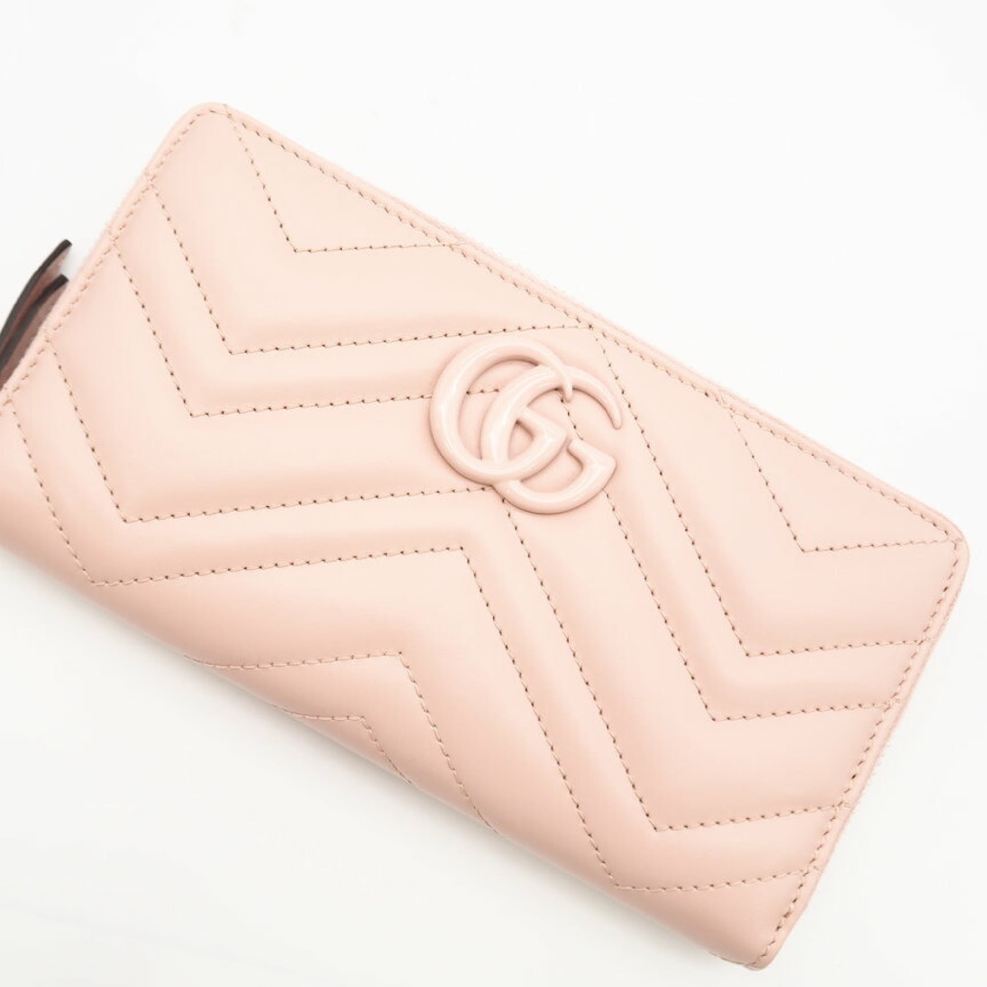 Gucci Pink Leather Long Wallet (Bi-Fold) (Pre-Owned)