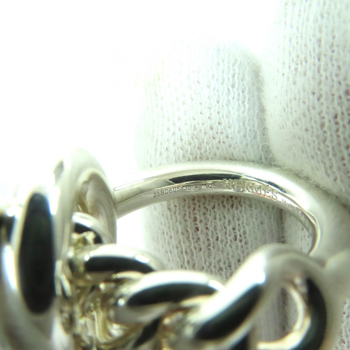 Hermes Silver Silver 925 Band Ring (Pre-Owned)