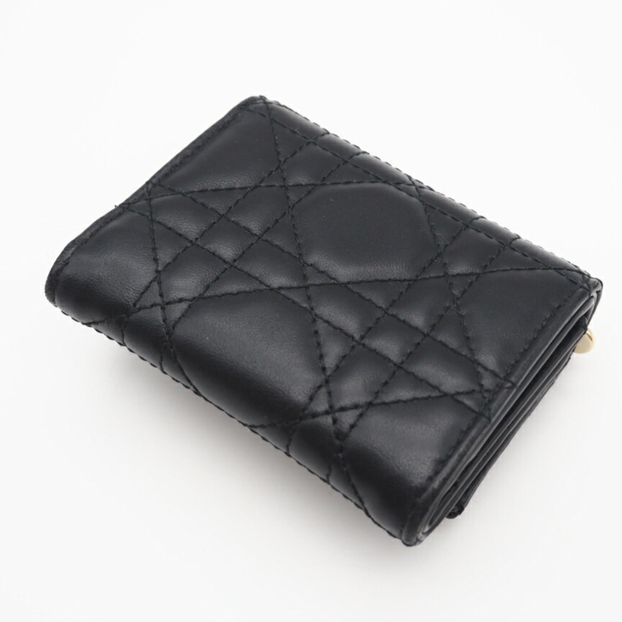 Christian Dior Black Leather Wallet (Tri-Fold) (Pre-Owned)