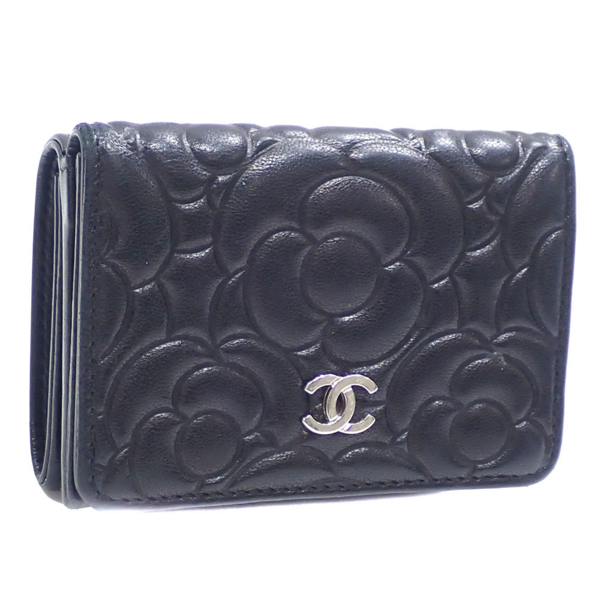 Chanel Black Leather Wallet (Tri-Fold) (Pre-Owned)