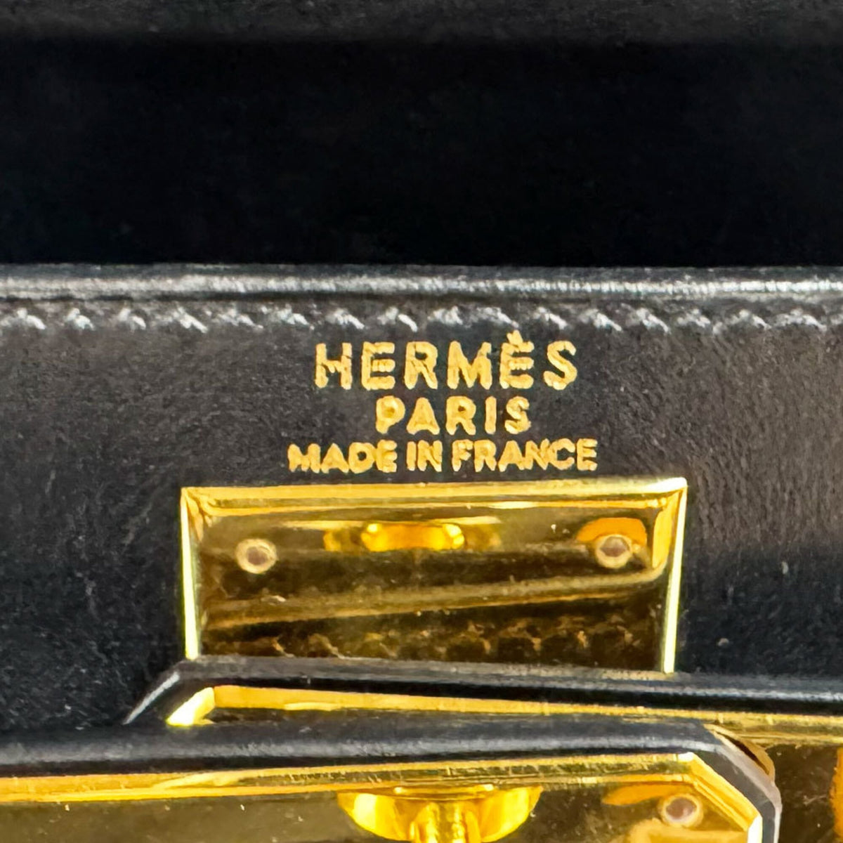 Hermes Black Box Calf Leather Handbag Shoulder Bag (Pre-Owned)