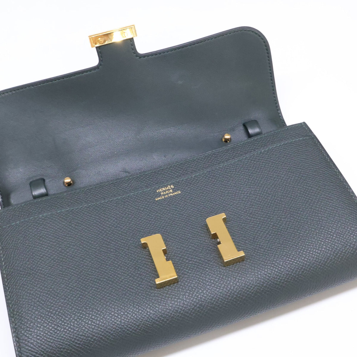Hermes Vert Fonce Epsom Leather Clutch Bag Shoulder Bag (Pre-Owned)