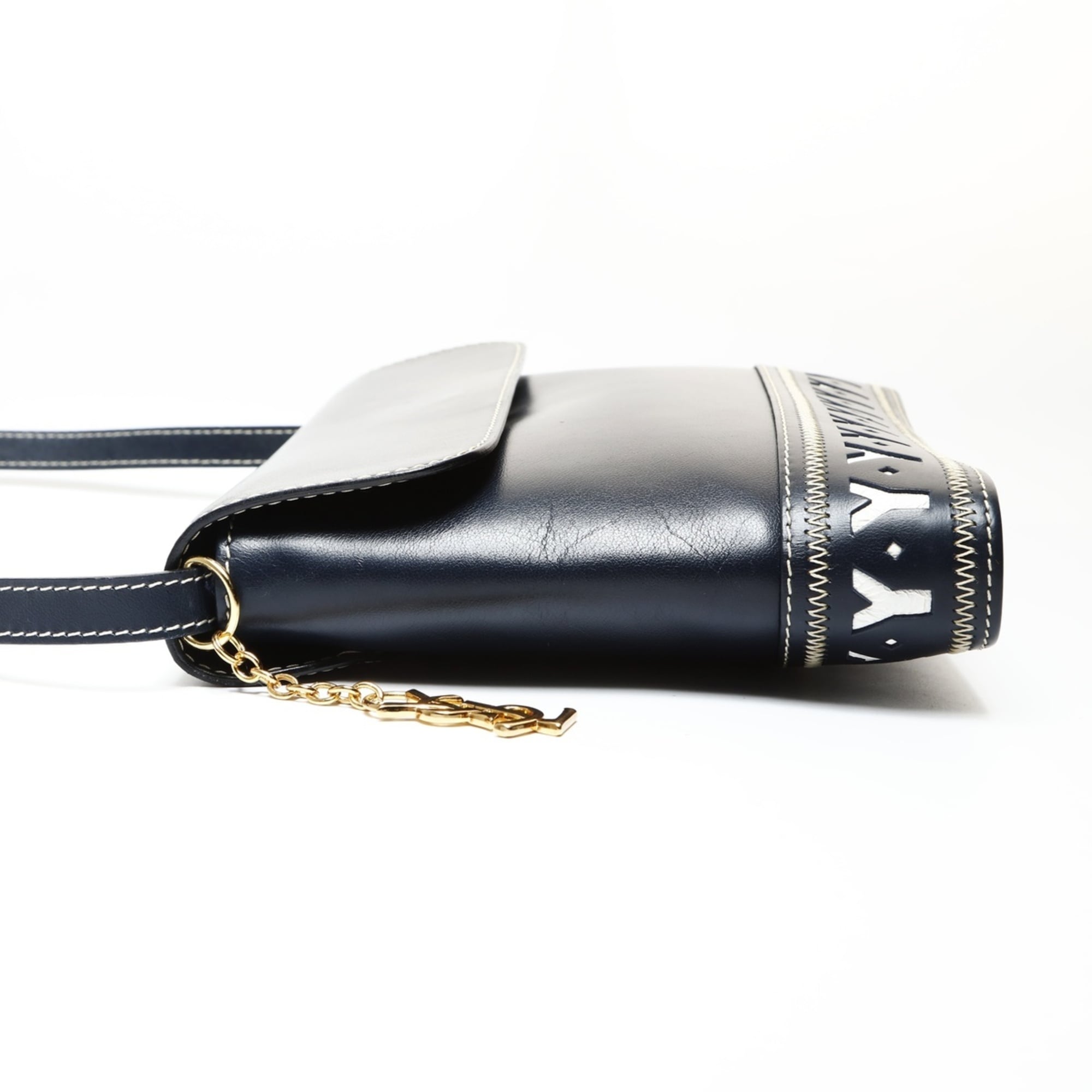 Yves Saint Laurent Navy Leather Shoulder Bag (Pre-Owned)