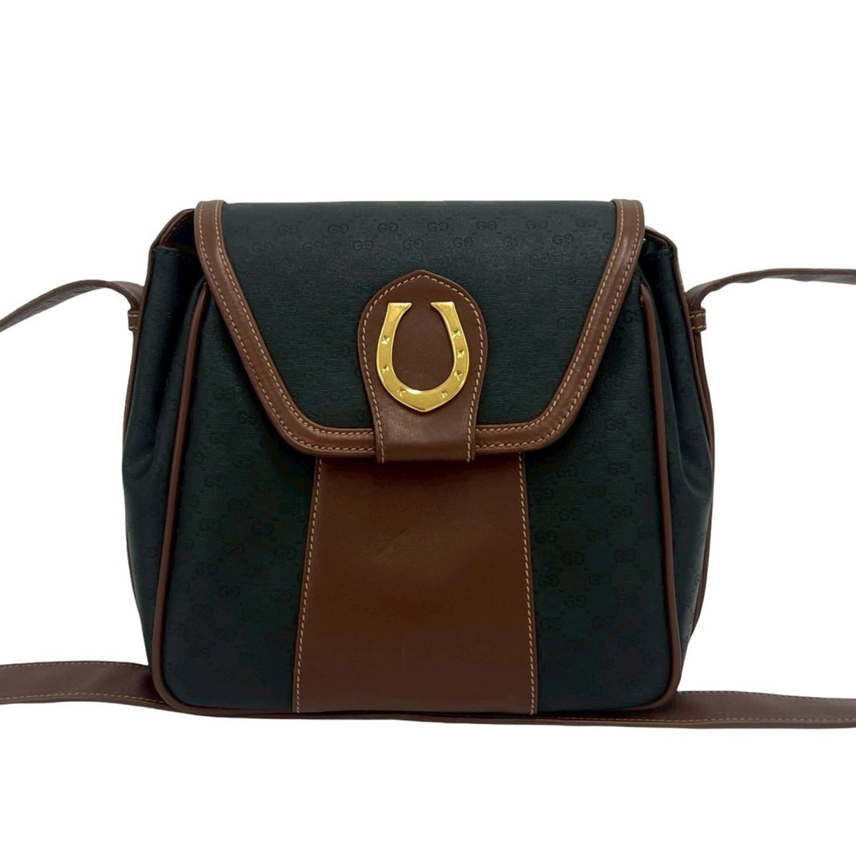 Gucci Black Brown Leather Pvc Shoulder Bag (Pre-Owned)