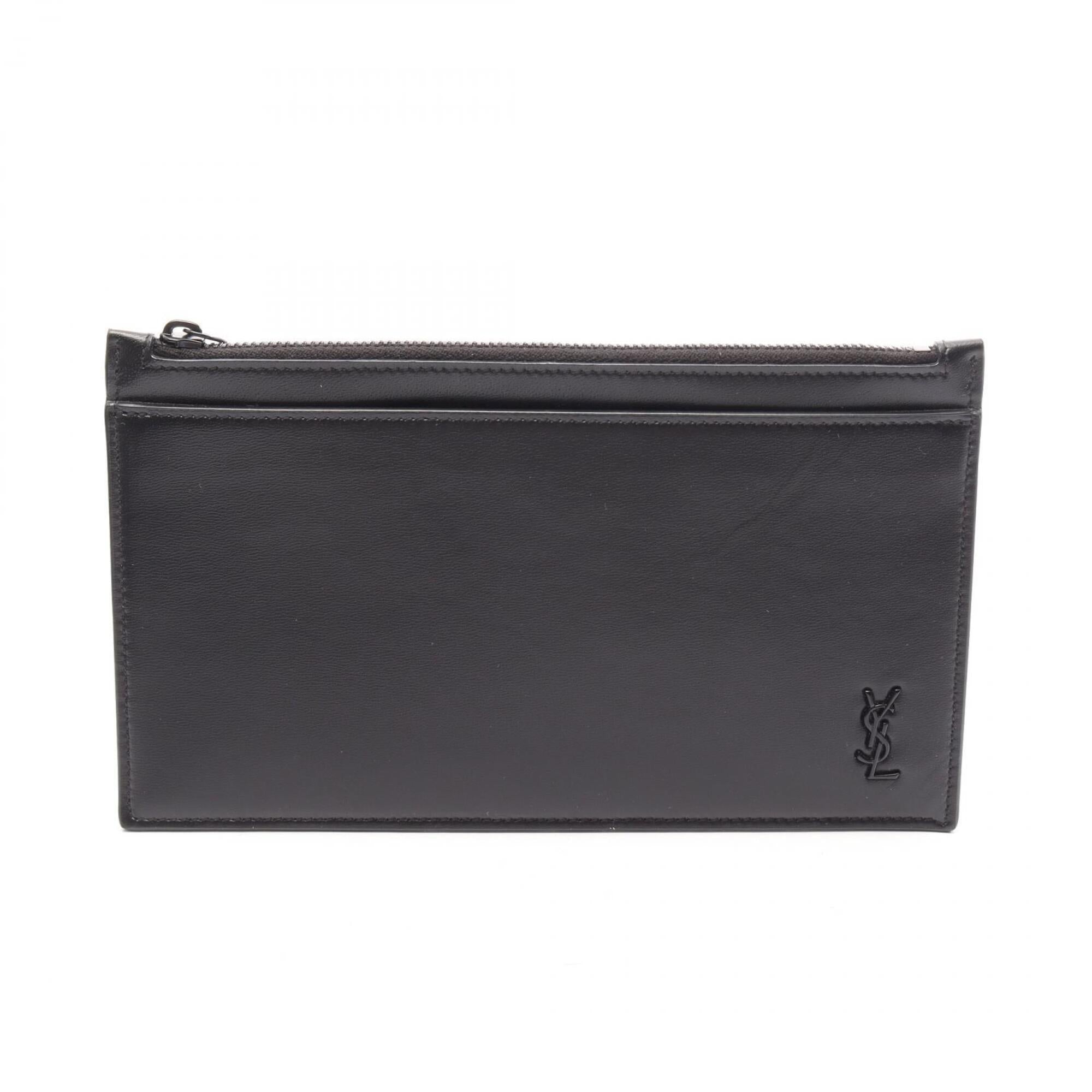 Yves Saint Laurent Black Leather Handbag Pouch (Pre-Owned)