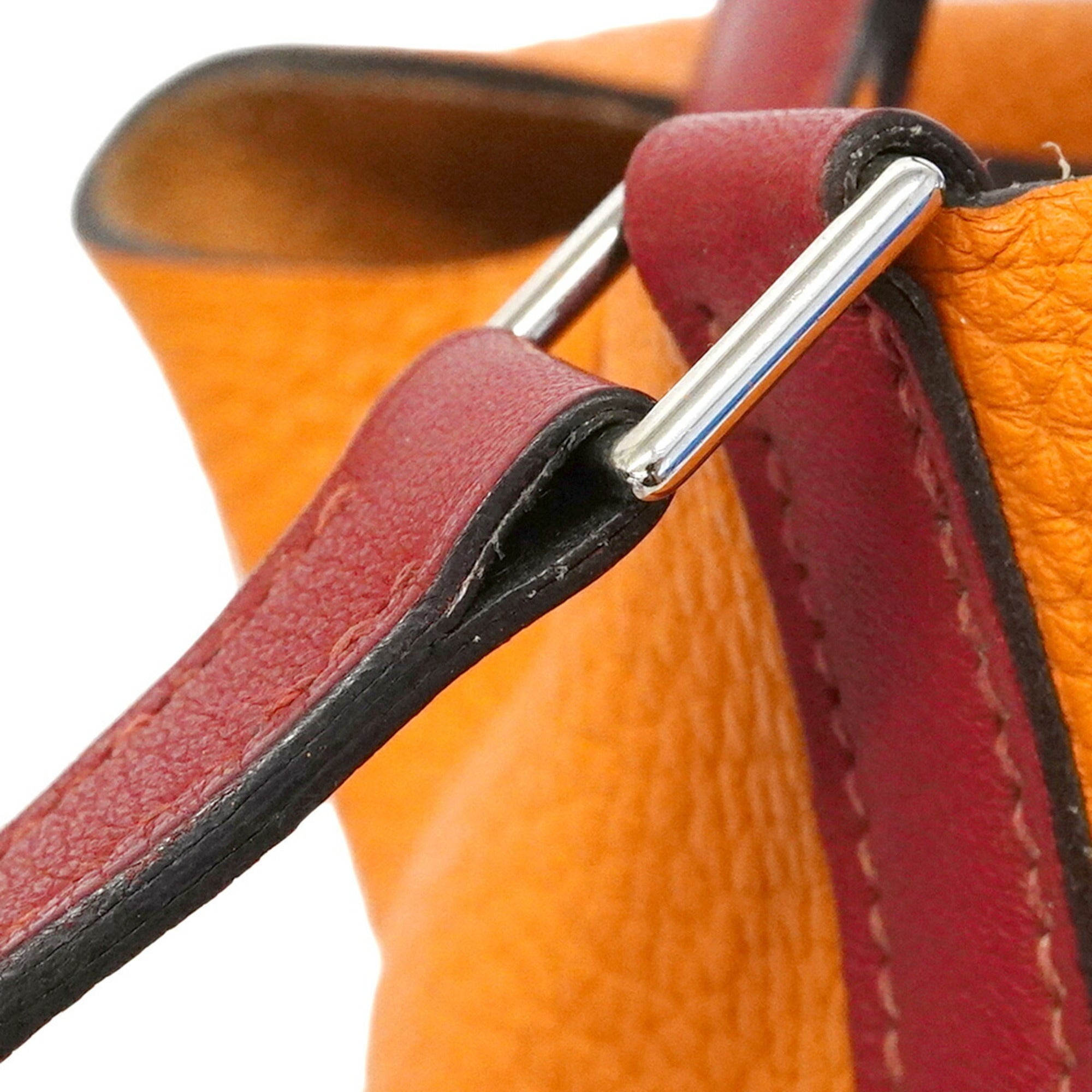 Hermes Orange Rouge Grenat Taurillon Clemence Leather Swift Leather Handbag (Pre-Owned)