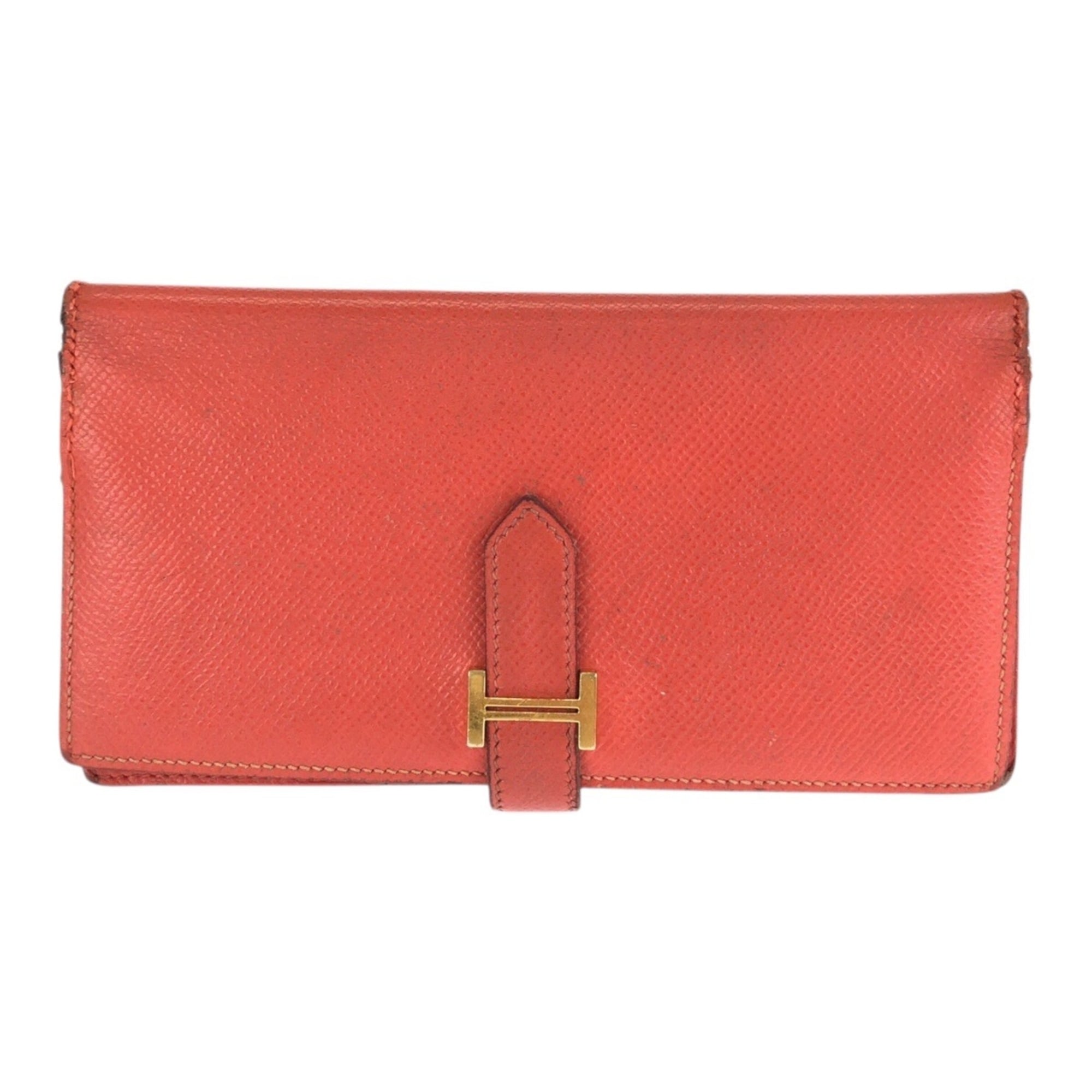 Hermes Orange Epsom Leather Long Wallet (Bi-Fold) (Pre-Owned)